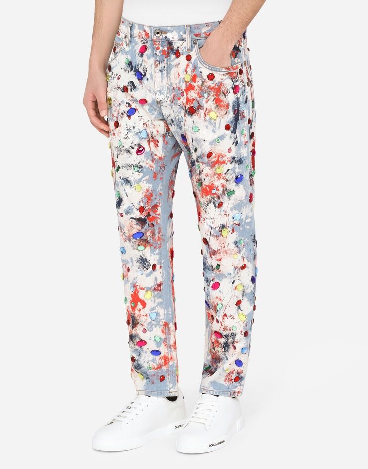 Dolce & Gabbana o1y0125 Logo Embellished Jeans in Multicolor Size US 30 / EU 46 - 4 Thumbnail