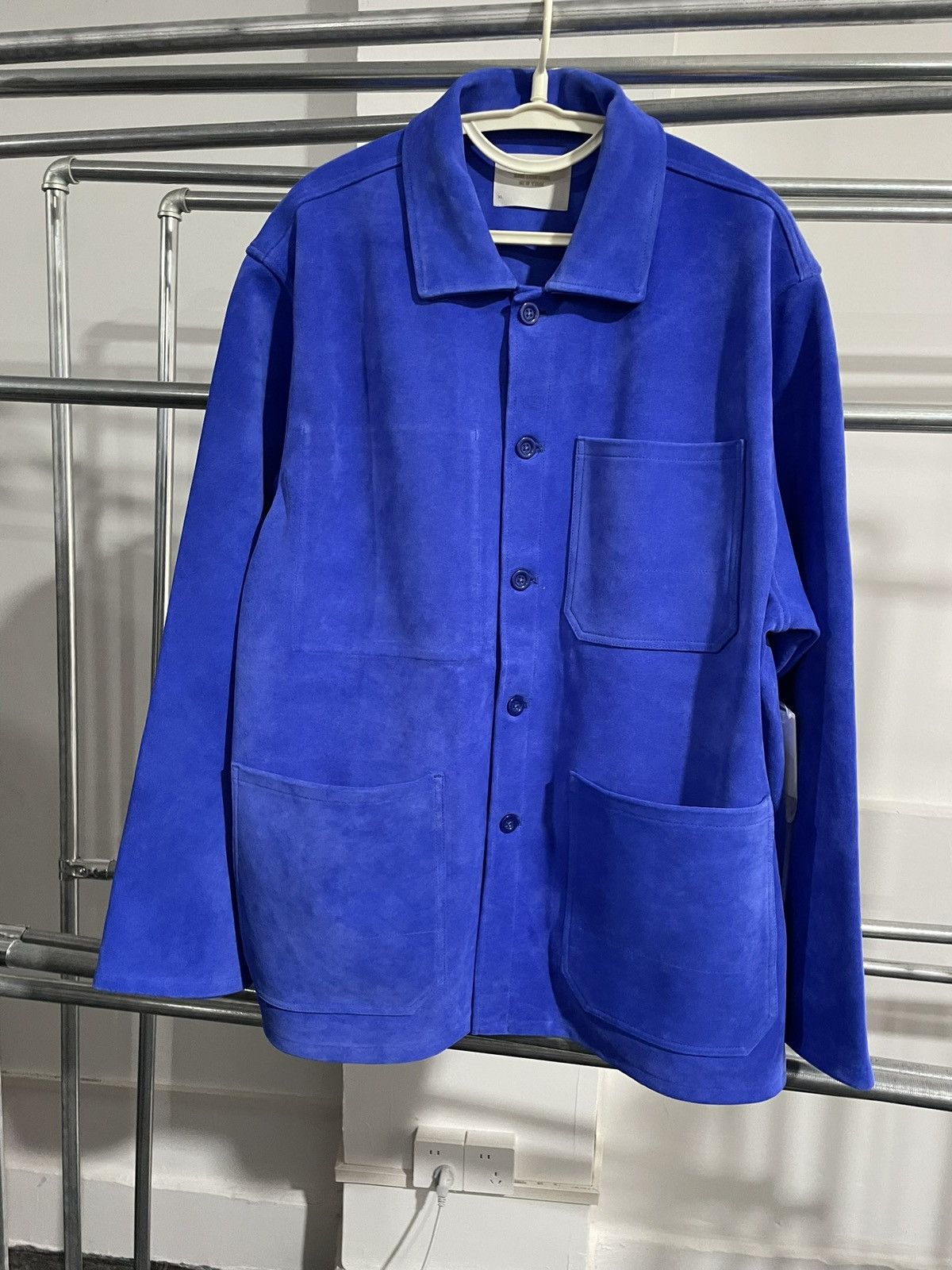 image of Aime Leon Dore Chore Leather Jacket XL in Blue, Men's