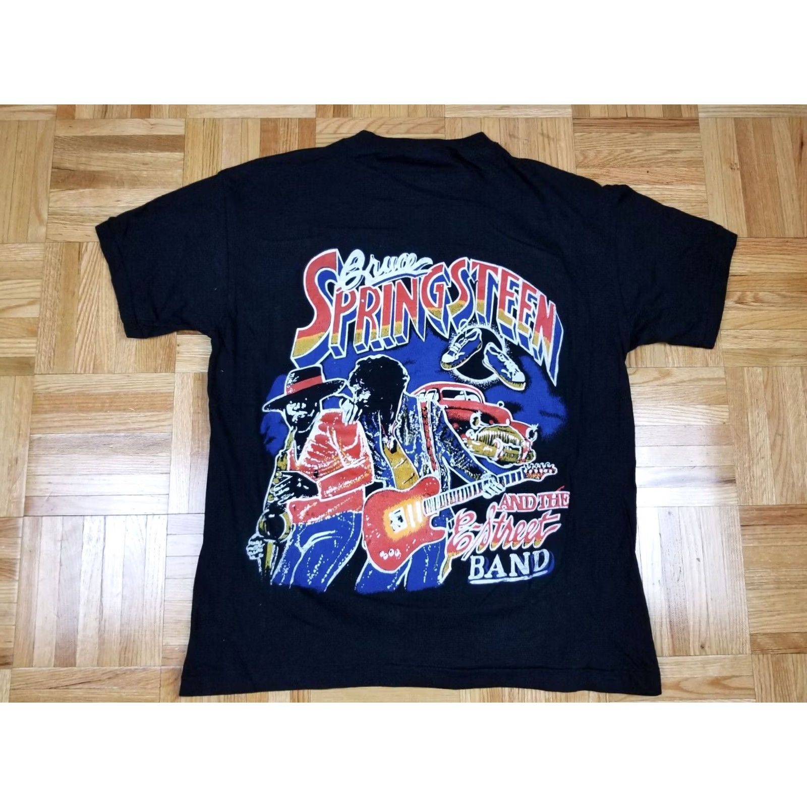 Vintage VINTAGE DEADSTOCK 80' BRUCE SPRINGTEEN ROCK TOUR T-SHIRT SZ M PAKISTAN COTTON Shirt Mens M Black USA Retro Rock Tour T-Shirt Size US M / EU 48-50 / 2 - 4 Thumbnail