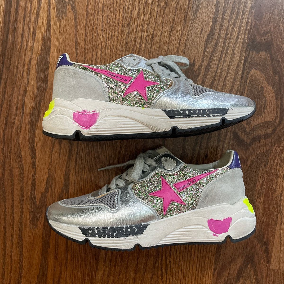 Golden Goose Golden Goose Pink Glitter Running Sole Sneaker (Size 36) Size US 6 / IT 36 - 1 Thumbnail