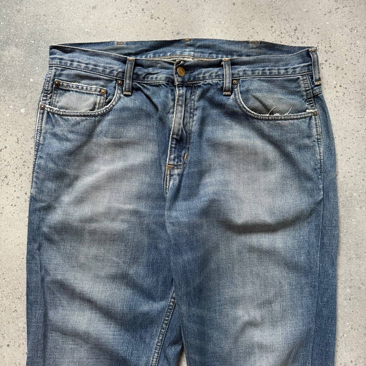 Carhartt 90s Carhartt USA Vintage Wide Leg Blue Washed Denim Jeans Size US 33 - 6 Thumbnail