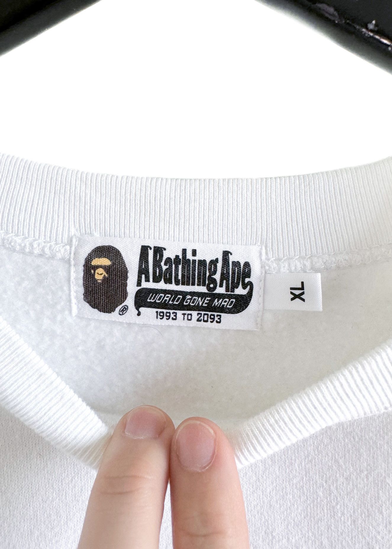 Bape Bape White Sweatshirt with Fluo Green Logo Size US XL / EU 56 / 4 - 3 Thumbnail