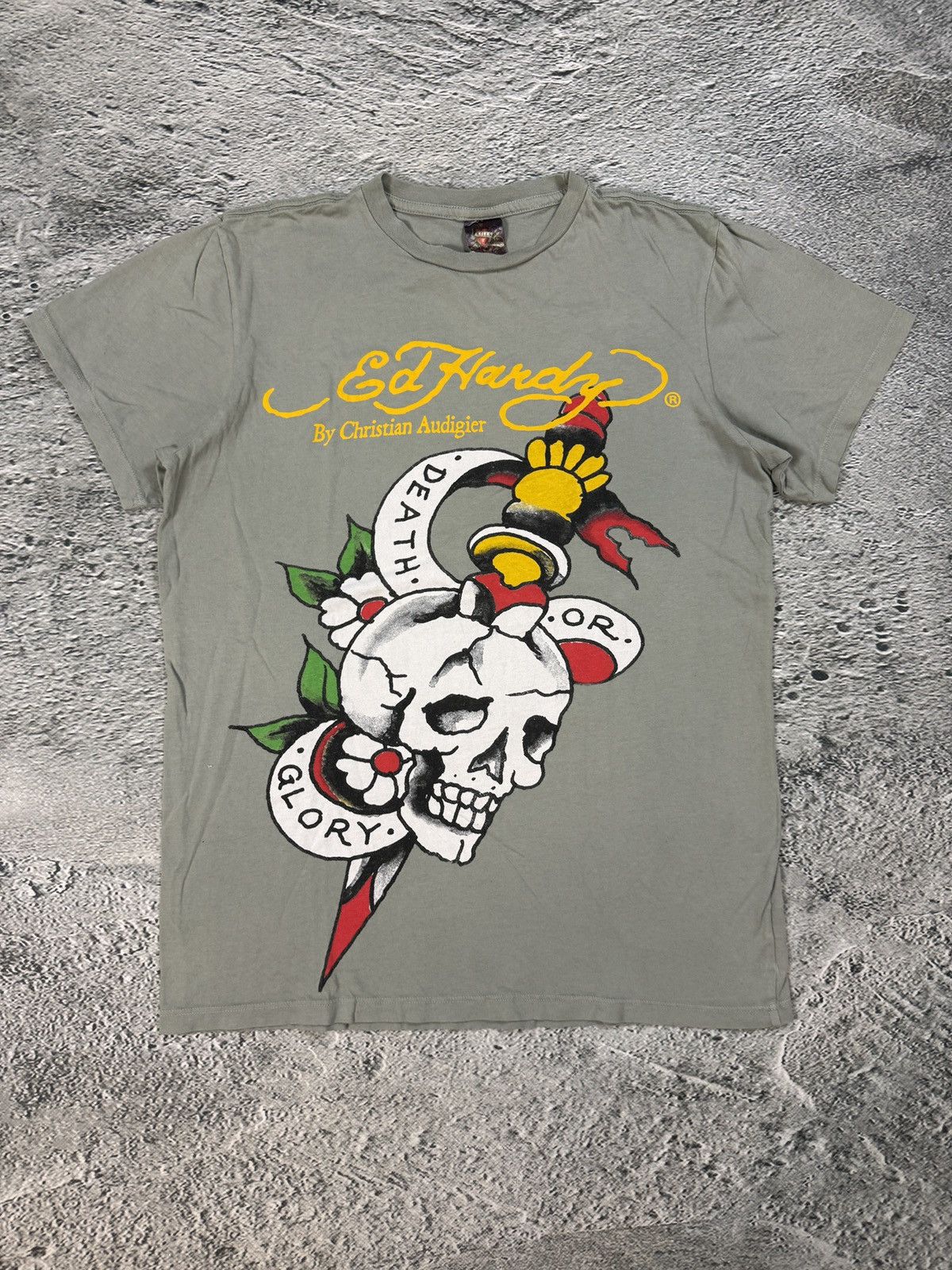 Ed Hardy Ed Hardy Christian Audigier vintage grey T-shirt big logo Size US M / EU 48-50 / 2 - 1 Thumbnail