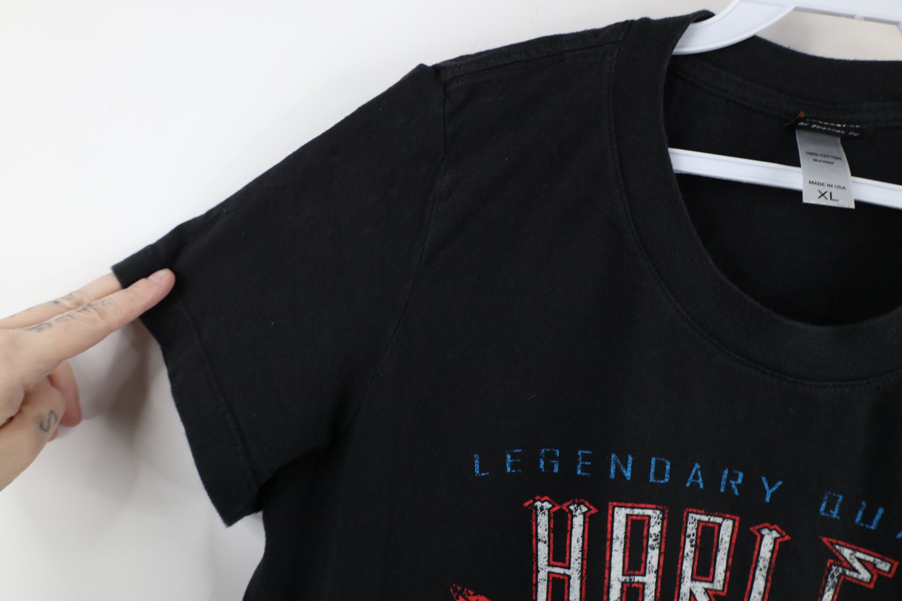 Harley Davidson × Vintage Y2K Harley Davidson Spell Out Flag Arrow T-Shirt Black USA Size XL / US 12-14 / IT 48-50 - 10 Thumbnail