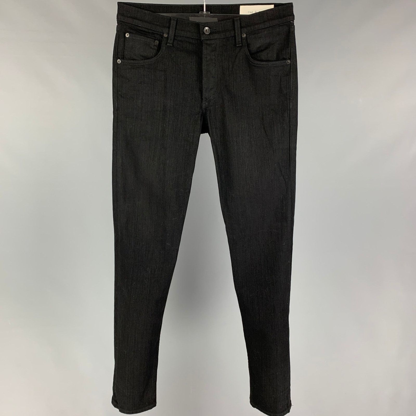 Rag & Bone RAG & BONE Black Cotton Polyurethane Slim Button Fly Jeans Size US 31 - 1 Thumbnail