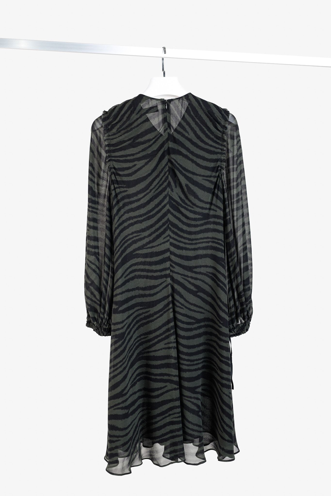 Proenza Schouler Proenza Schouler Green & Black Zebra Silk Long-Sleeve Dress Size M / US 6-8 / IT 42-44 - 2 Thumbnail