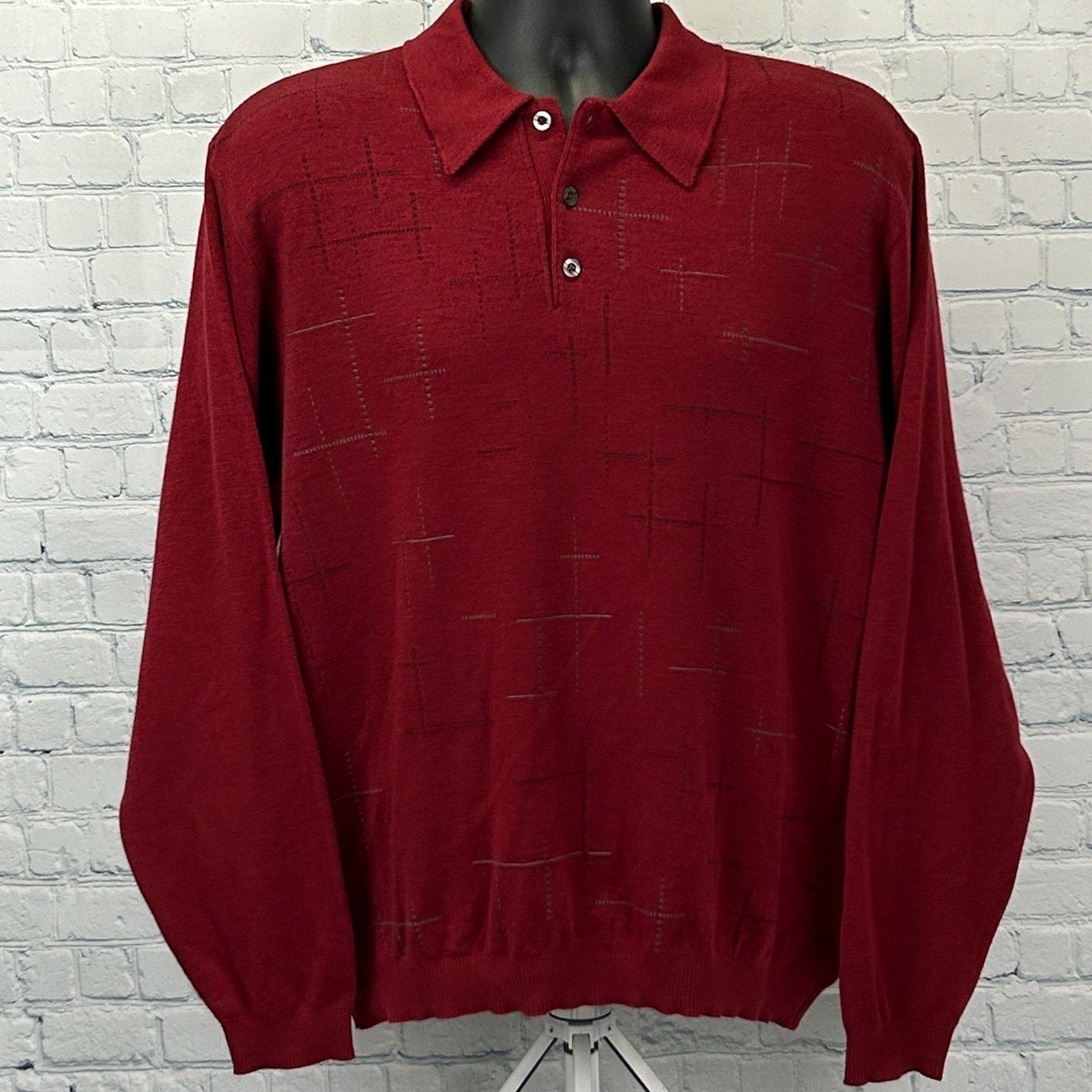 St. Croix Vintage 90s St Croix Shop Wool Blend Polo Sweater Red Large Size US L / EU 52-54 / 3 - 2 Thumbnail