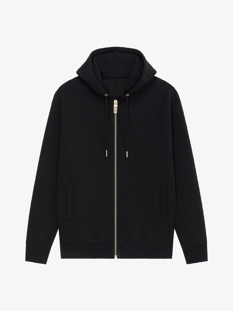 Givenchy o1w1db10426 All Over 4G Knitted Zip Hoodie in Black Size US L / EU 52-54 / 3 - 1 Thumbnail