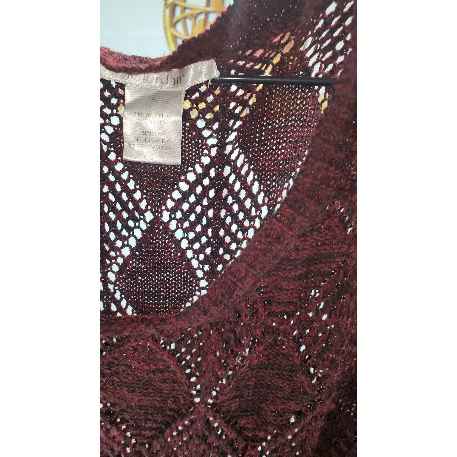 Other K. Jordan Burgundy Open Knit Cold-Shoulder Sweater Size XL Size L / US 10 / IT 46 - 6 Thumbnail
