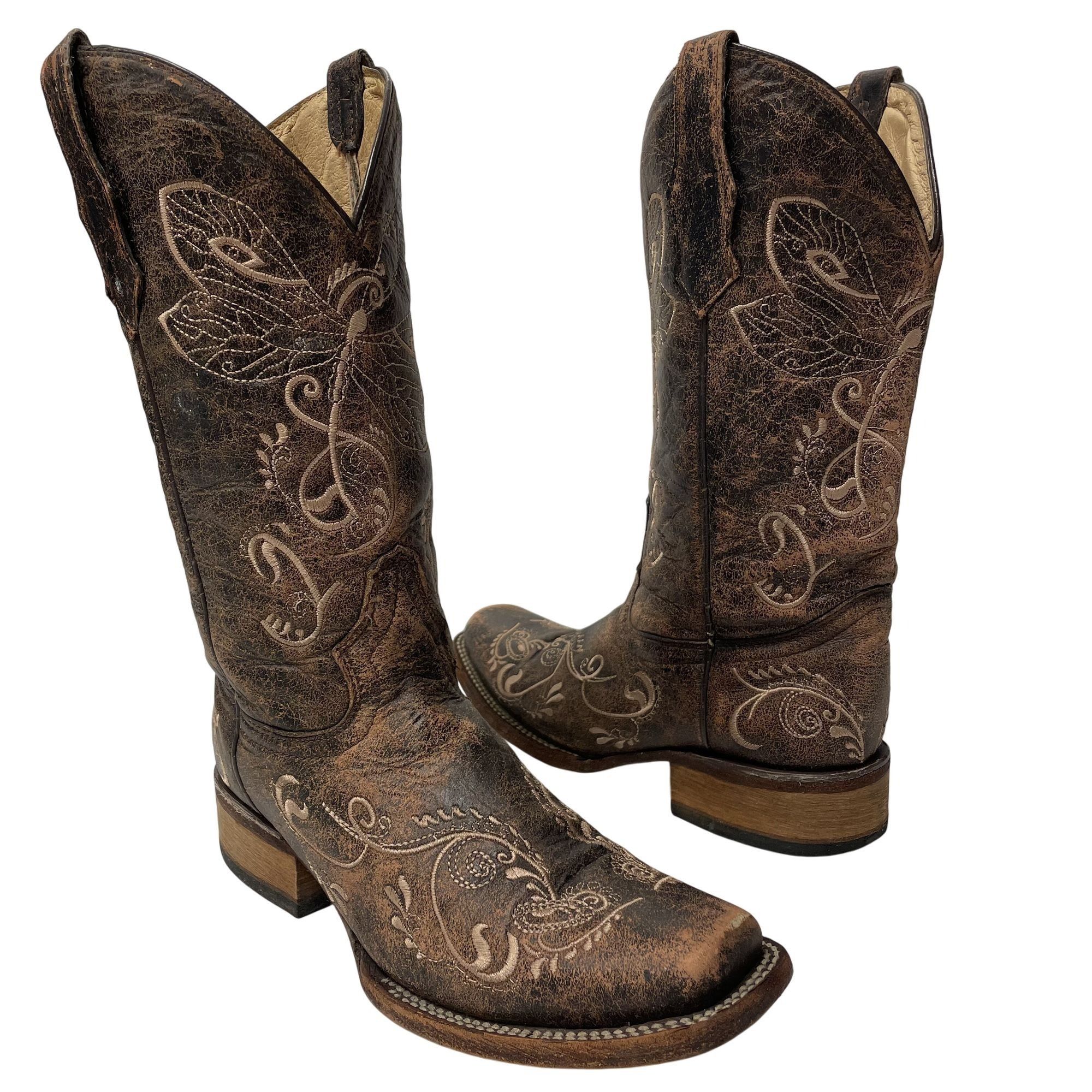 Other Circle G Distressed Style Stitched DRAGONFLY Western Boots Size US 8 / IT 38 - 1 Thumbnail