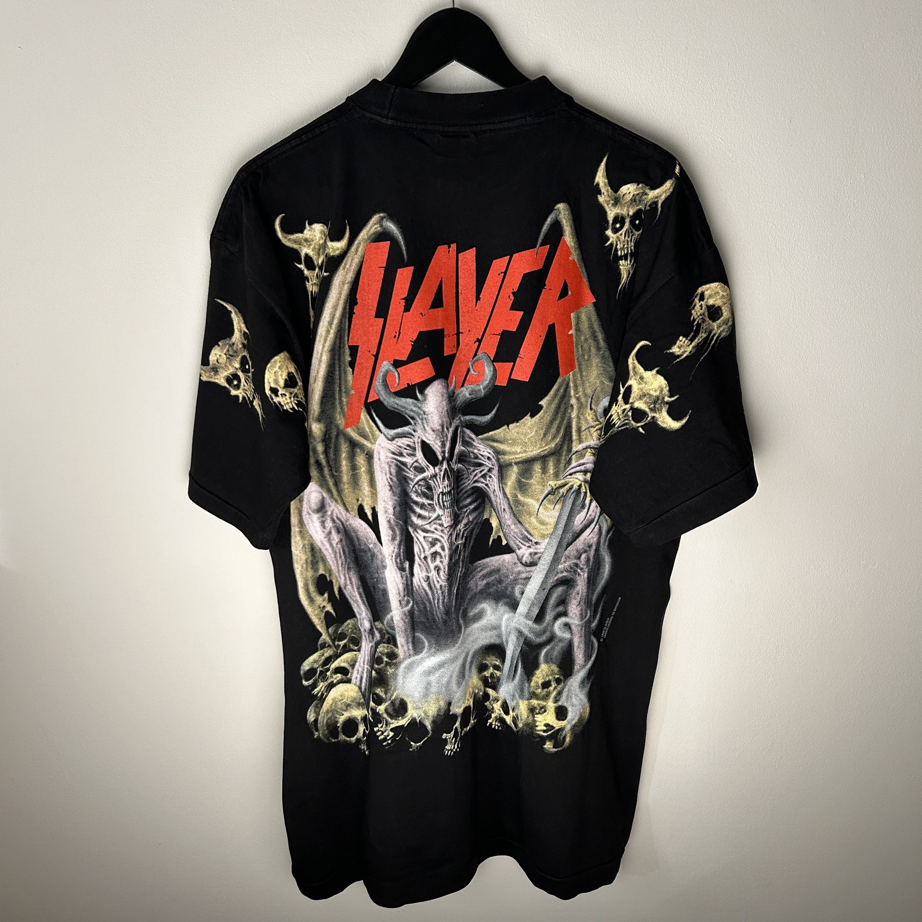 Band Tees Vintage Slayer Demon Allover Print 1994 Band T-shirt Size US XL / EU 56 / 4 - 2 Thumbnail