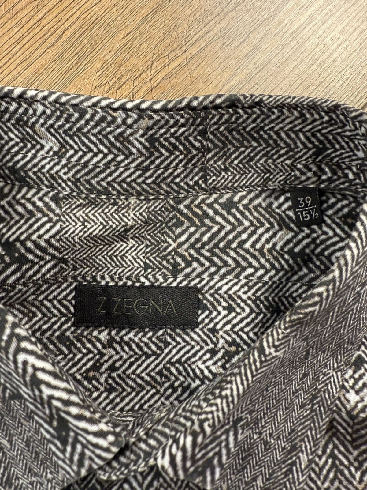 Z Zegna Z Zegna Men Herringbone Pattern Shirt Grey Size 39 Size US M / EU 48-50 / 2 - 4 Thumbnail