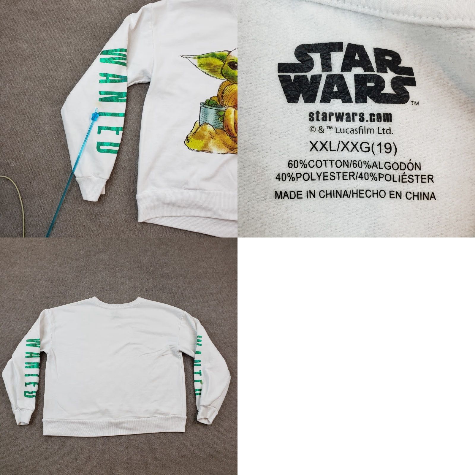 Star Wars Star Wars Crew Neck Sweatshirt White Yoda Wanted 2XL Womens Size XXL / US 16-18 / IT 52-54 - 8 Thumbnail