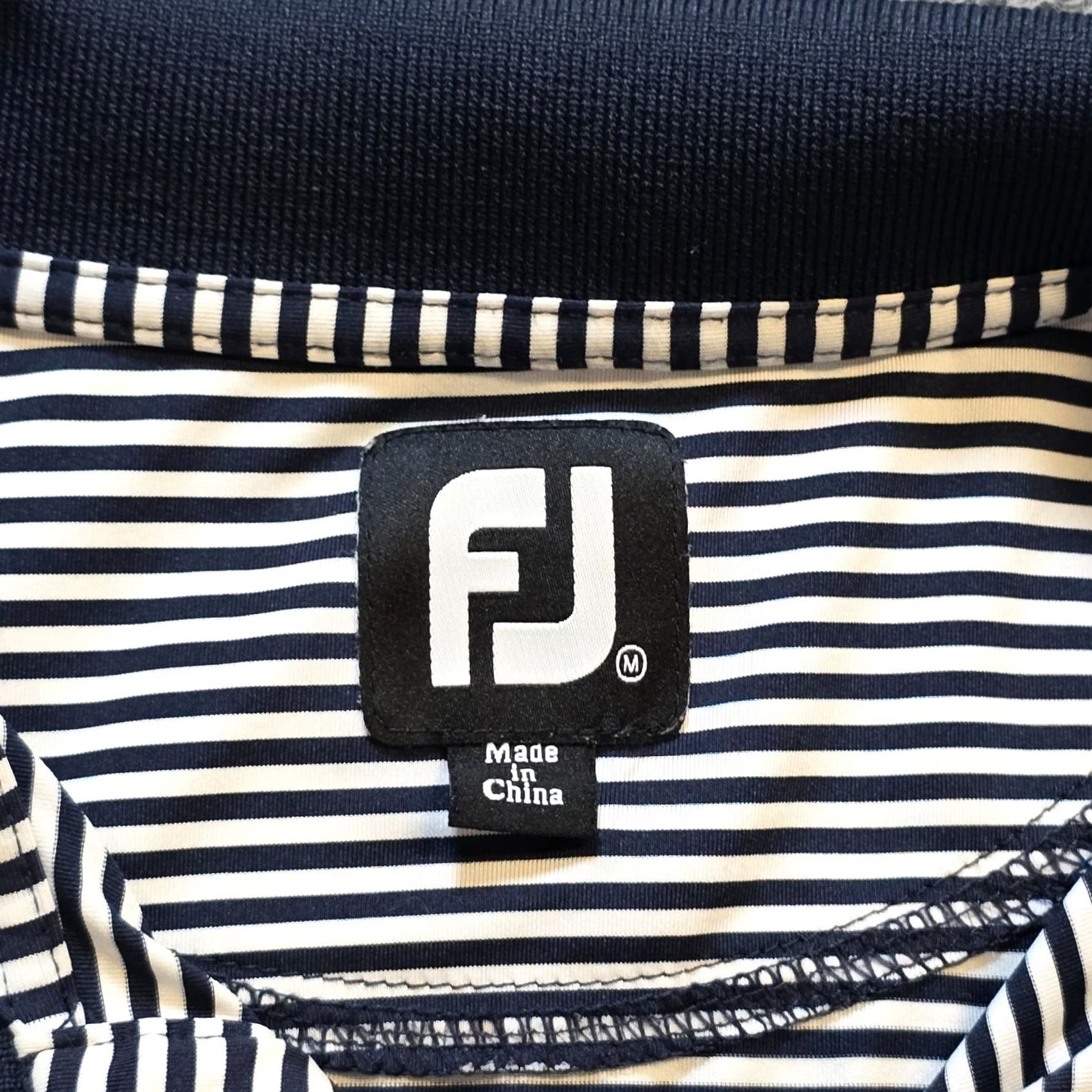 Footjoy FootJoy Shirt Mens M Navy Blue White Striped Golf Polo Performance Casual Polo Size US M / EU 48-50 / 2 - 3 Thumbnail