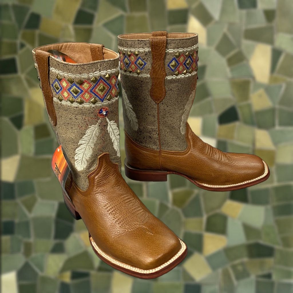 Vintage VINTAGE? No. This is Ferrini Boots Womens 9.5 Brown Aztec Princess Cowgirl Studded Western Leather Size US 9.5 / IT 39.5 - 1 Thumbnail