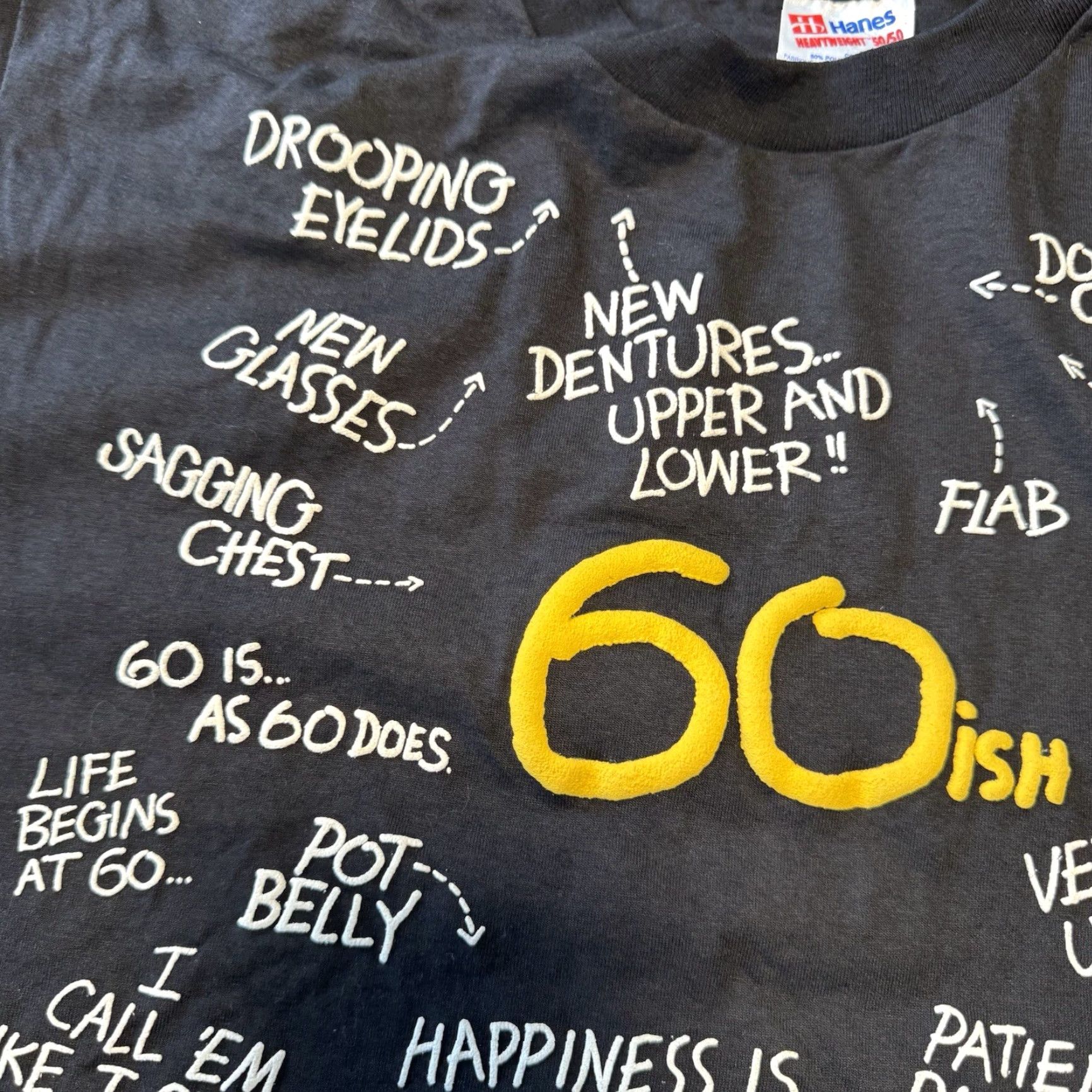 Hanes VINTAGE Hanes T-Shirt Large Black 1991 Birthday Graf ic Print Short Sleeve Men 60ish 60s Geezer Bill Charlotte Crew Neck Regular Fit Size US L / EU 52-54 / 3 - 3 Thumbnail