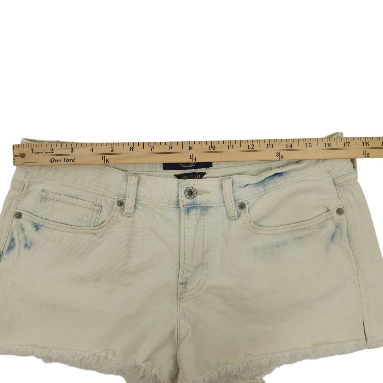 Lucky Brand Lucky Brand The Cut Off Denim Shorts 10/30 Boho White Acid W Size 32" / US 10 / IT 46 - 3 Thumbnail
