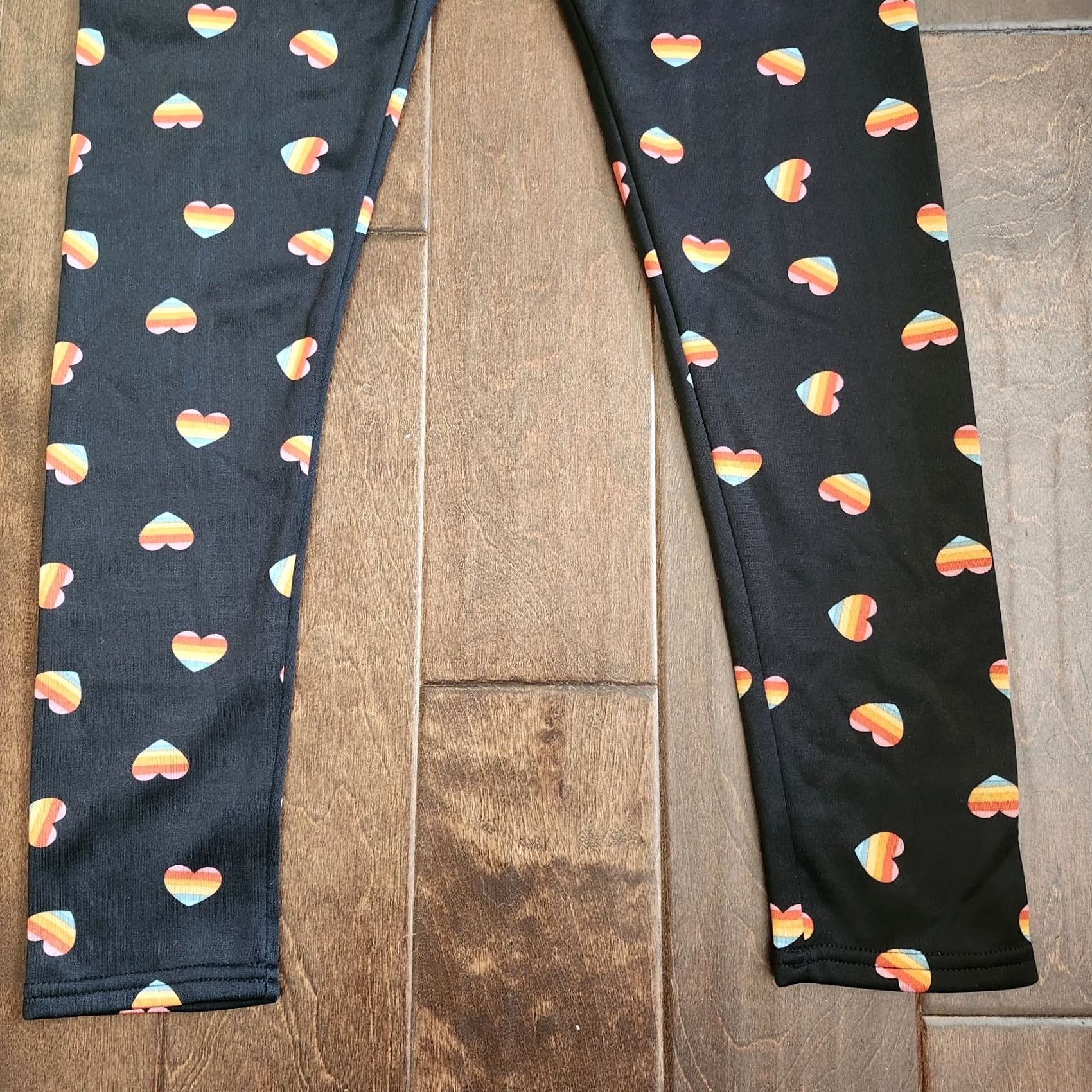 Rainbow Serra Women's Leggings - Black Rainbow Heart - M - Ankle - Polyester Spandex - Regular - Machine Washable - Casual Travel - Heart Pattern - Women Size 32" / US 10 / IT 46 - 3 Thumbnail