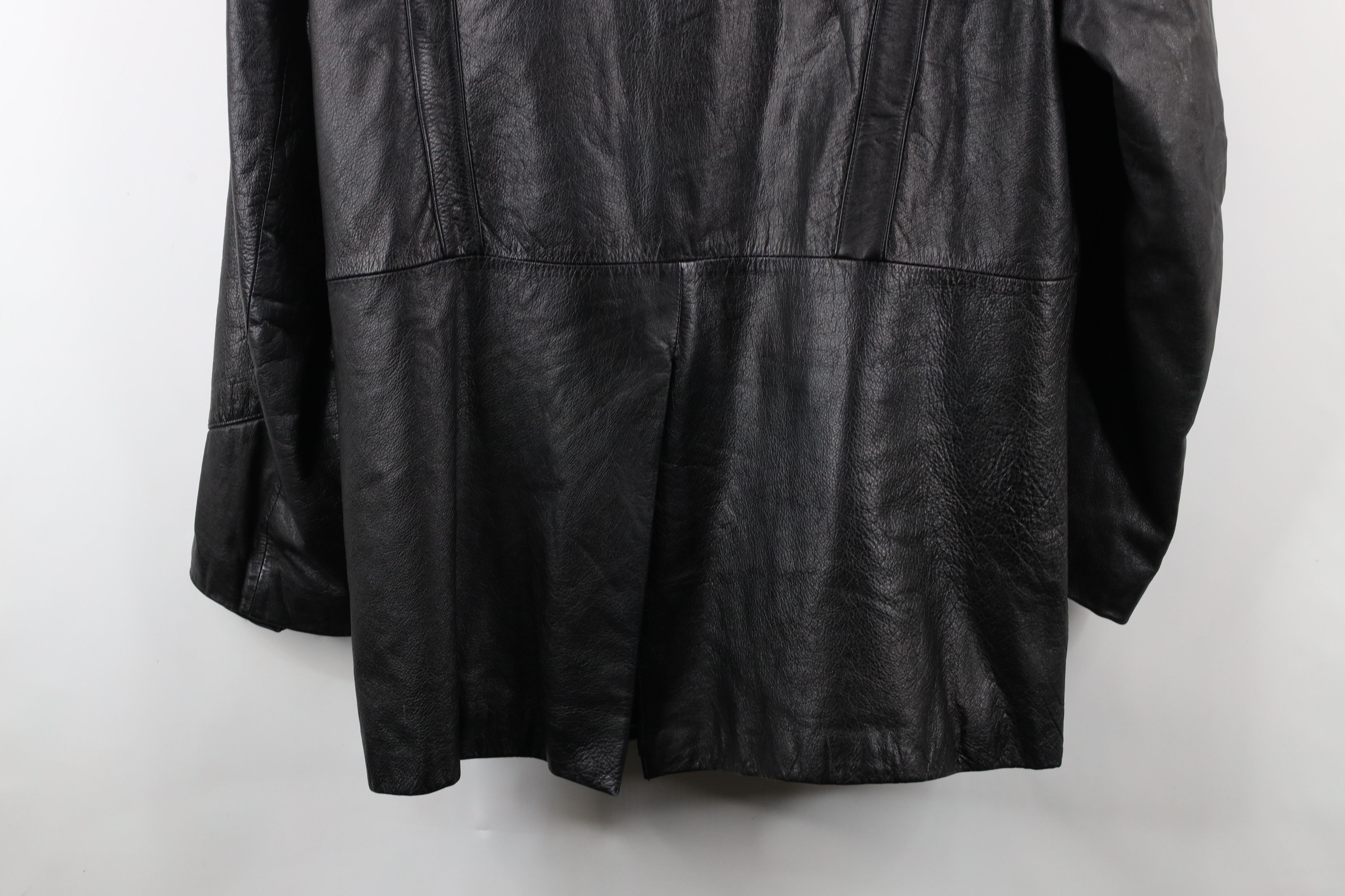 Vintage Vintage 90s Streetwear Leather Full Button Jacket Black Size US M / EU 48-50 / 2 - 16 Thumbnail