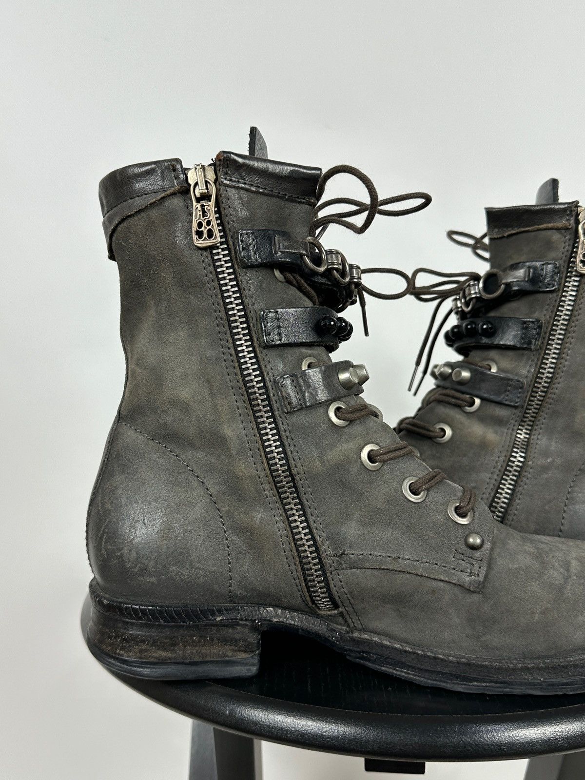 A.S.98 A.S.98. Airstep Grey Leather Biker Ankle Boots Size US 8 / IT 38 - 17 Thumbnail