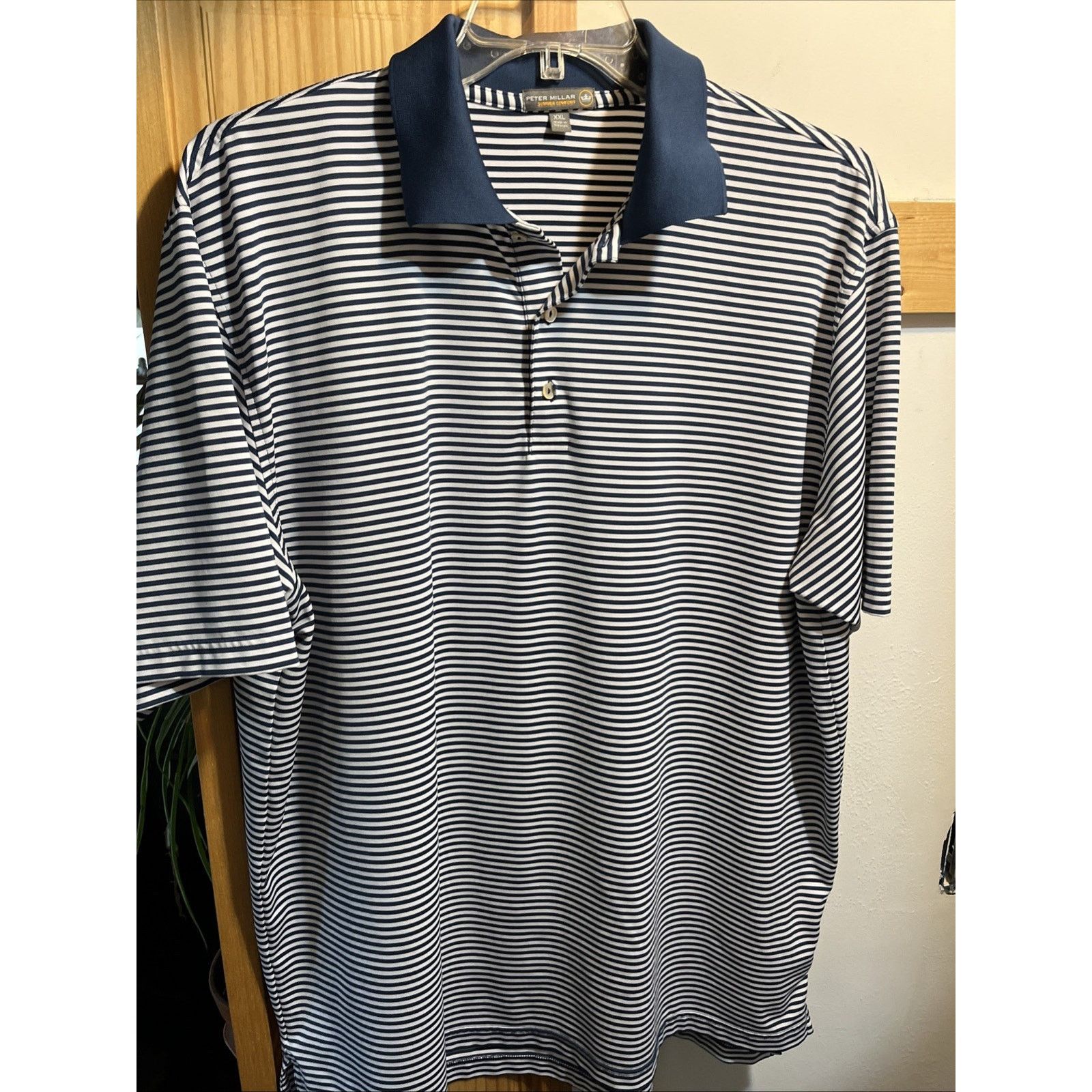 Peter Millar PETER MILLAR Men’s XXL Navy Blue Striped Polo Shirt Golf Size US XXL / EU 58 / 5 - 7 Thumbnail