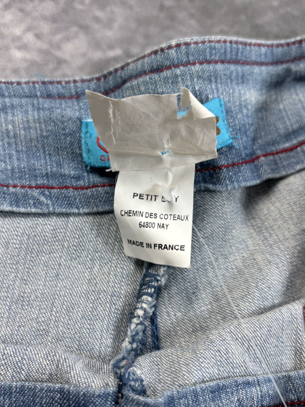 Jean × Other × Vintage NOS 2000s Jeans Belted Contrast Stitch France Y2K Low Waist Size 26" / US 2 / IT 38 - 6 Thumbnail
