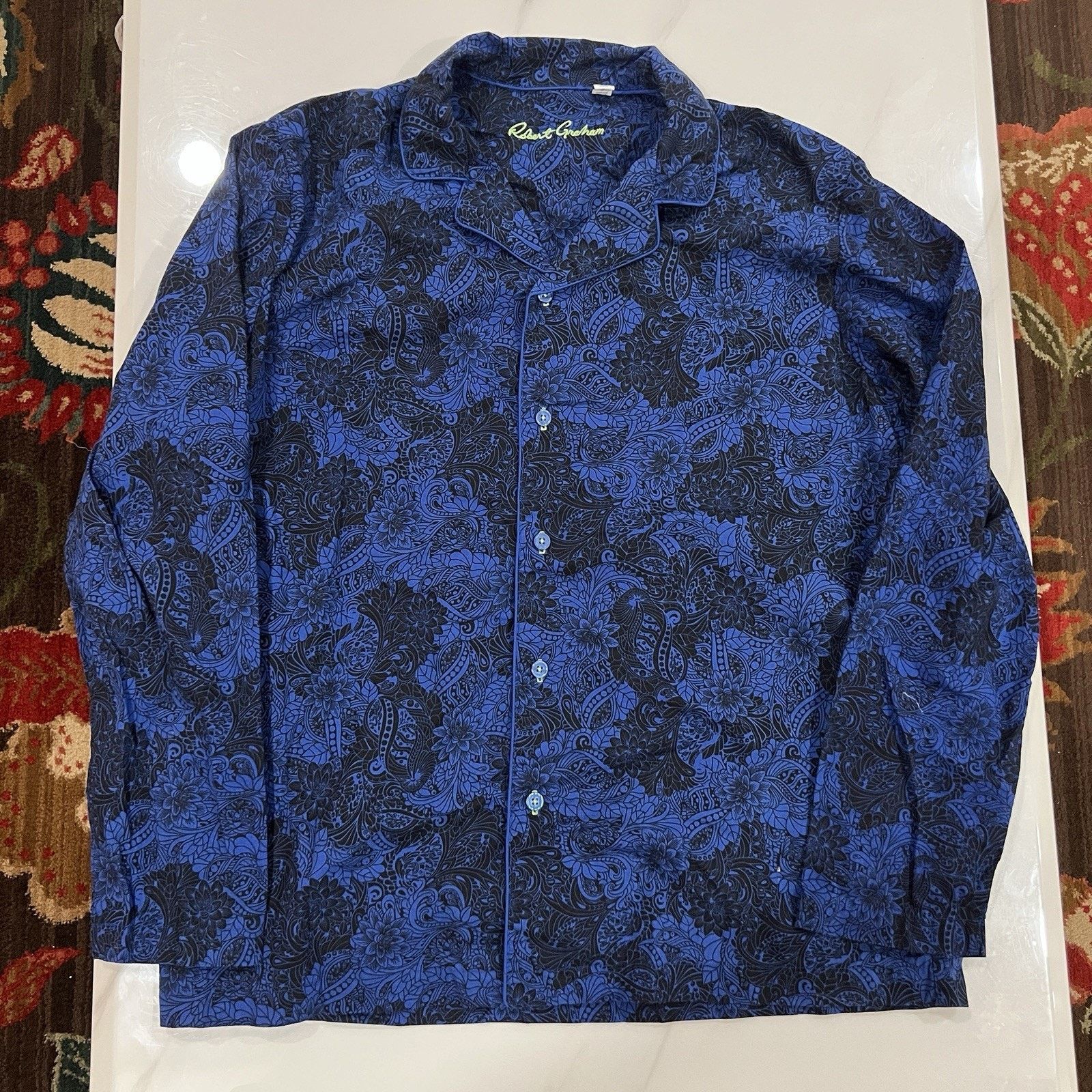 Robert Graham Robert Graham Mens Large Pajama Shirt Button Up Size US L / EU 52-54 / 3 - 1 Thumbnail