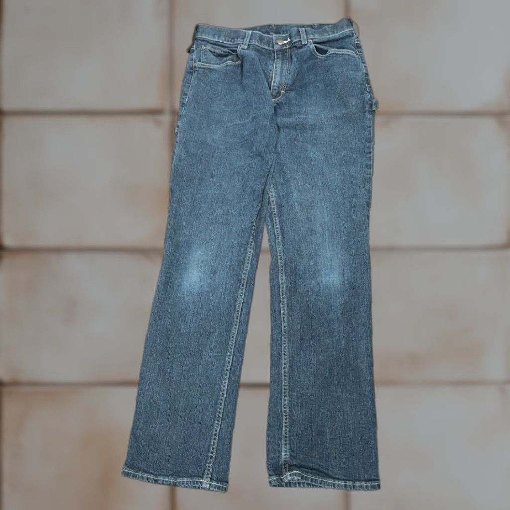 Vintage Duluth Jeans Mens 34x33 Blue Dark Wash 40 Grit Carpenter Workwear Denim Jeans Size US 34 / EU 50 - 1 Thumbnail