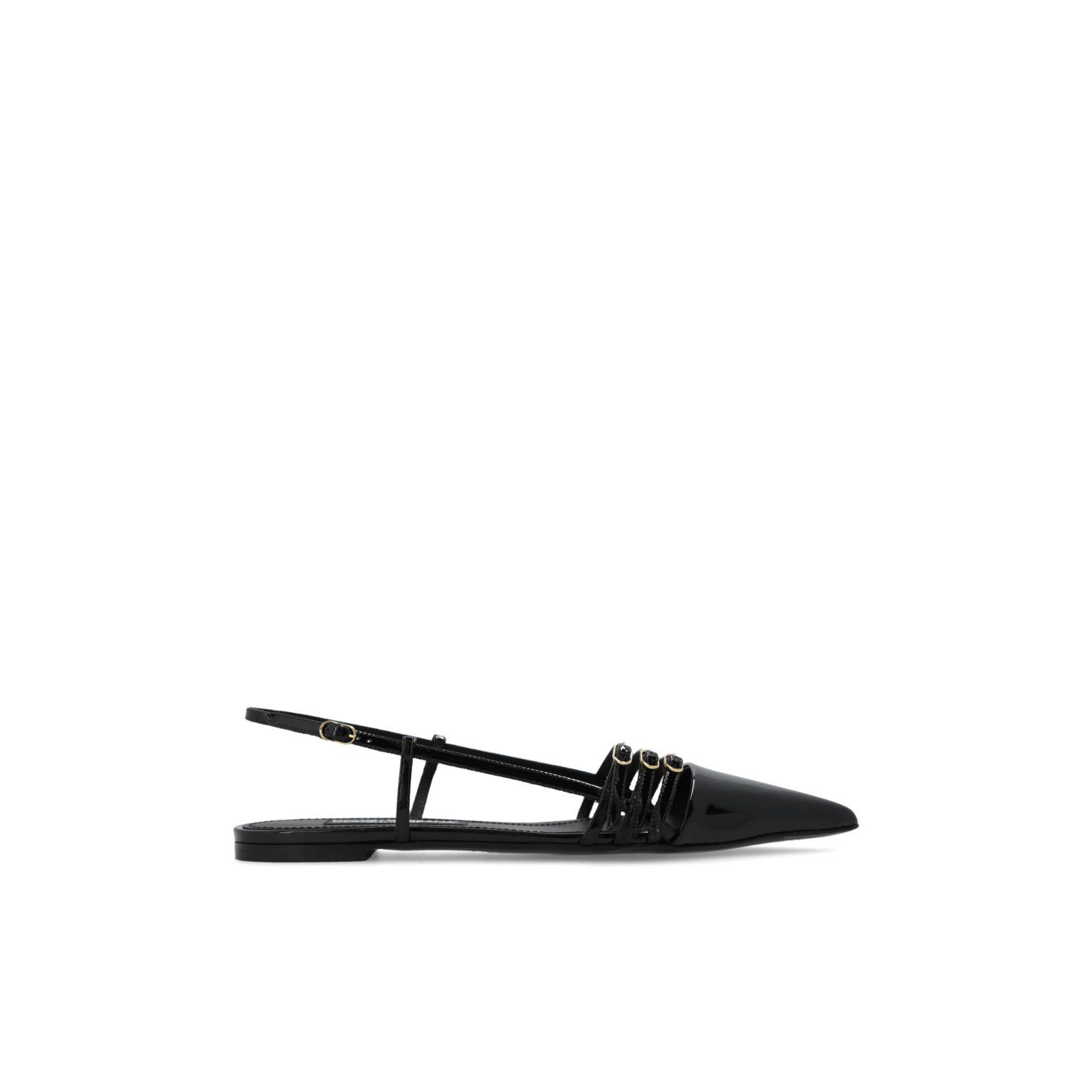 DOLCE&GABBANA Black Leather Flat Sandals New & Authentic (Wo