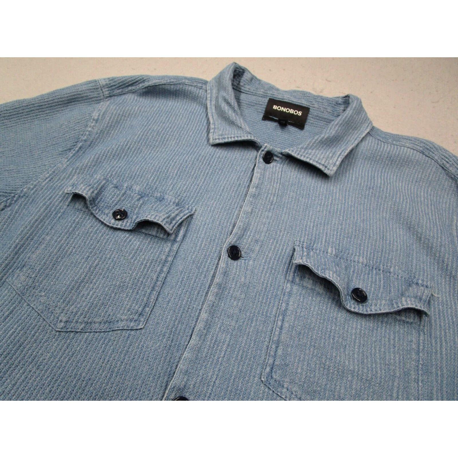 Bonobos VINTAGE Bonobos Jacket Shirt Men’s 2XL Slim Blue Button Up Over Shirt Shacket Casual All Seasons Pockets Jacket Mens Size US XXL / EU 58 / 5 - 2 Thumbnail
