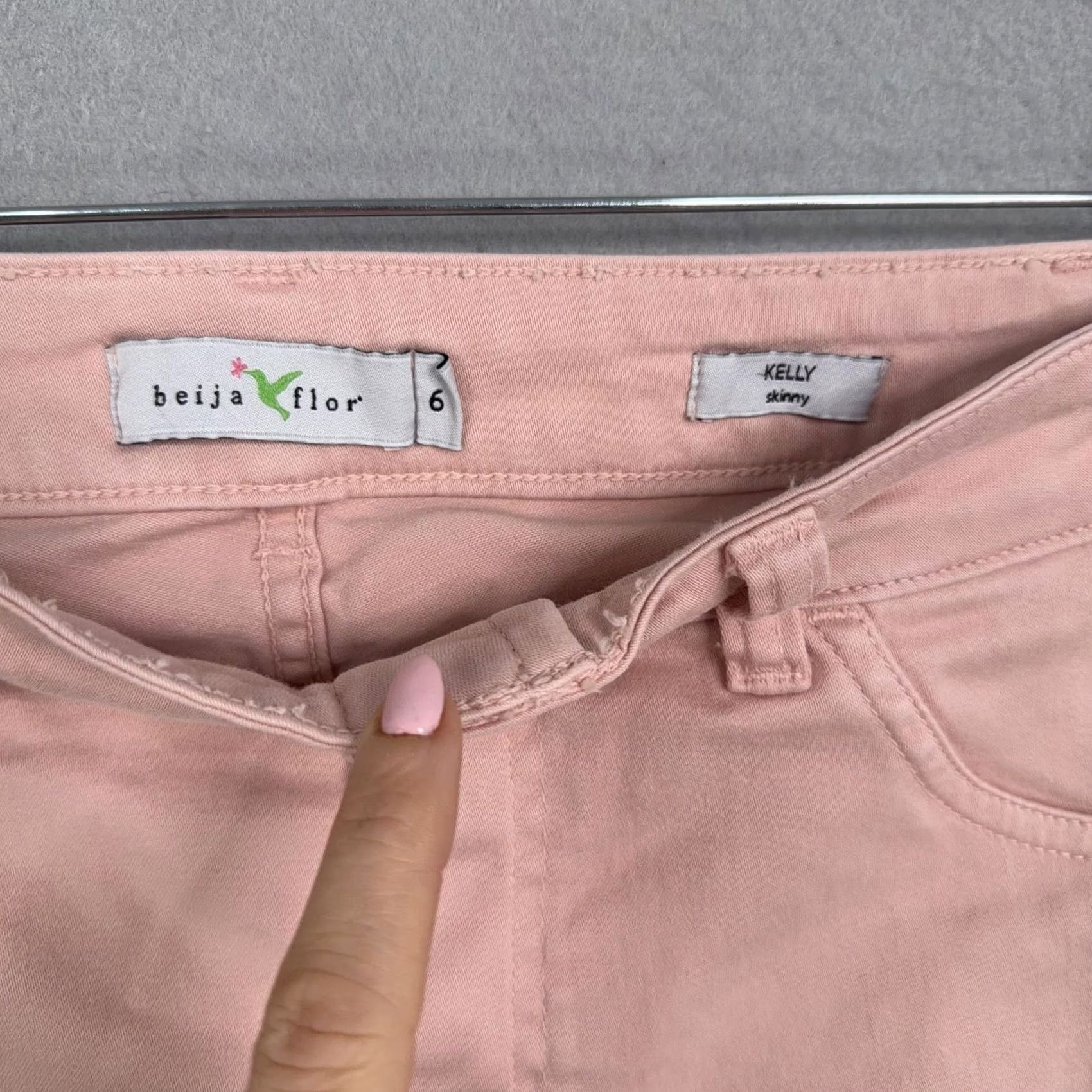 Denime Beija Flor Pants Womens 6 Pink Jeans Kelly Skinny Mid Rise Stretch Denim Fem Size 28" / US 6 / IT 42 - 3 Thumbnail