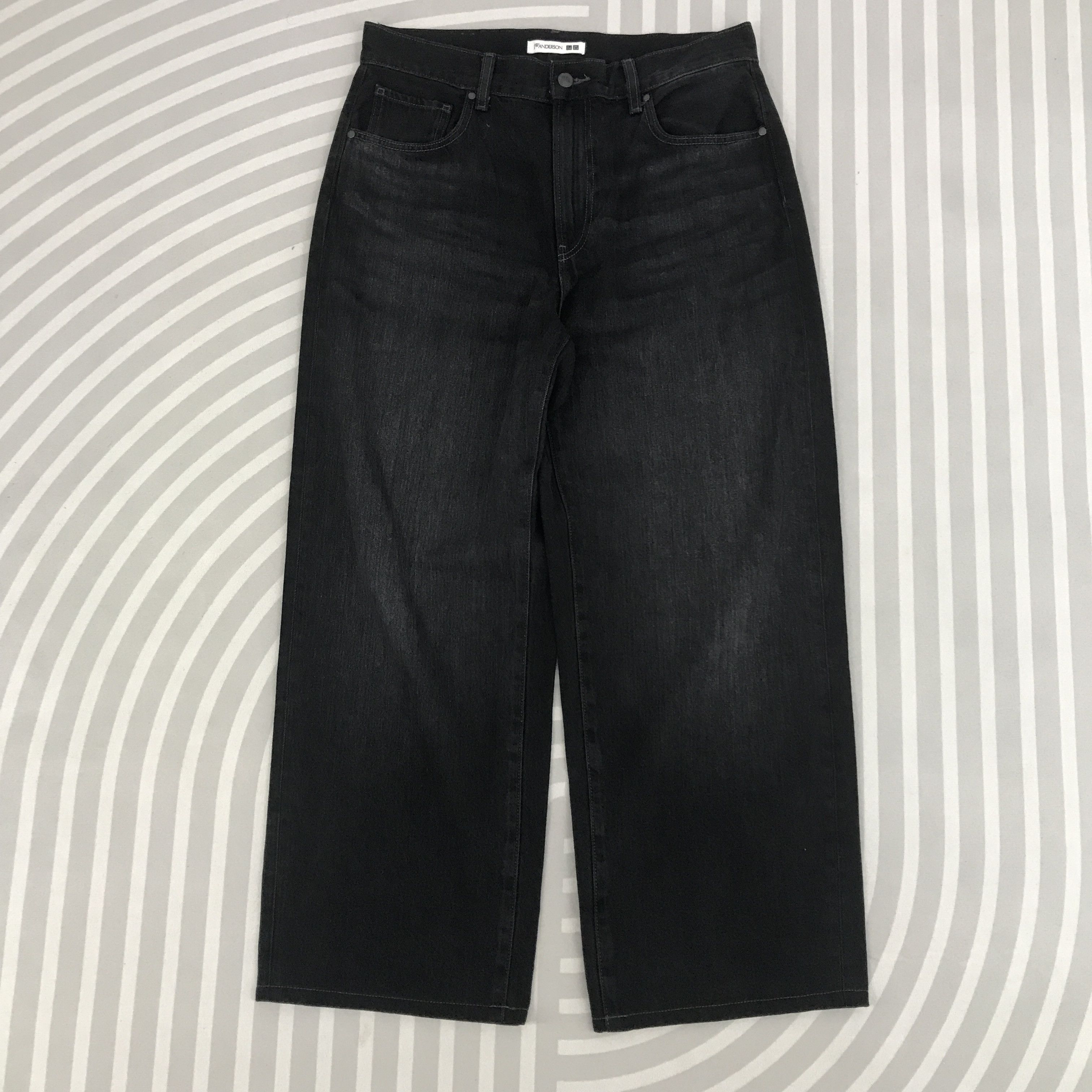 JW Anderson × Japanese Brand × Vintage Vtg JW Anderson x Uniqlo Baggy Black Denim pants Size US 33 - 1 Thumbnail