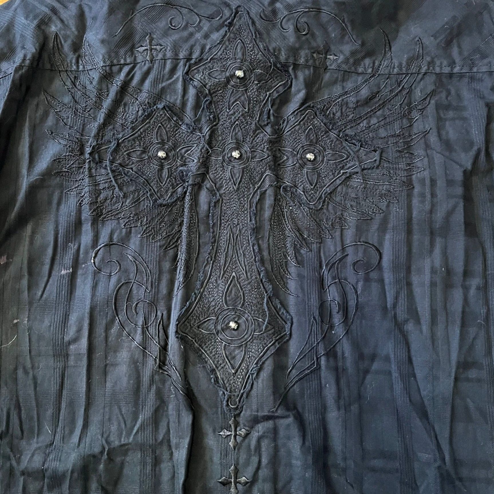 Affliction Affliction Shirt XL Black Long Sleeve Button Up Cross Skull Mens Size US XL / EU 56 / 4 - 4 Thumbnail