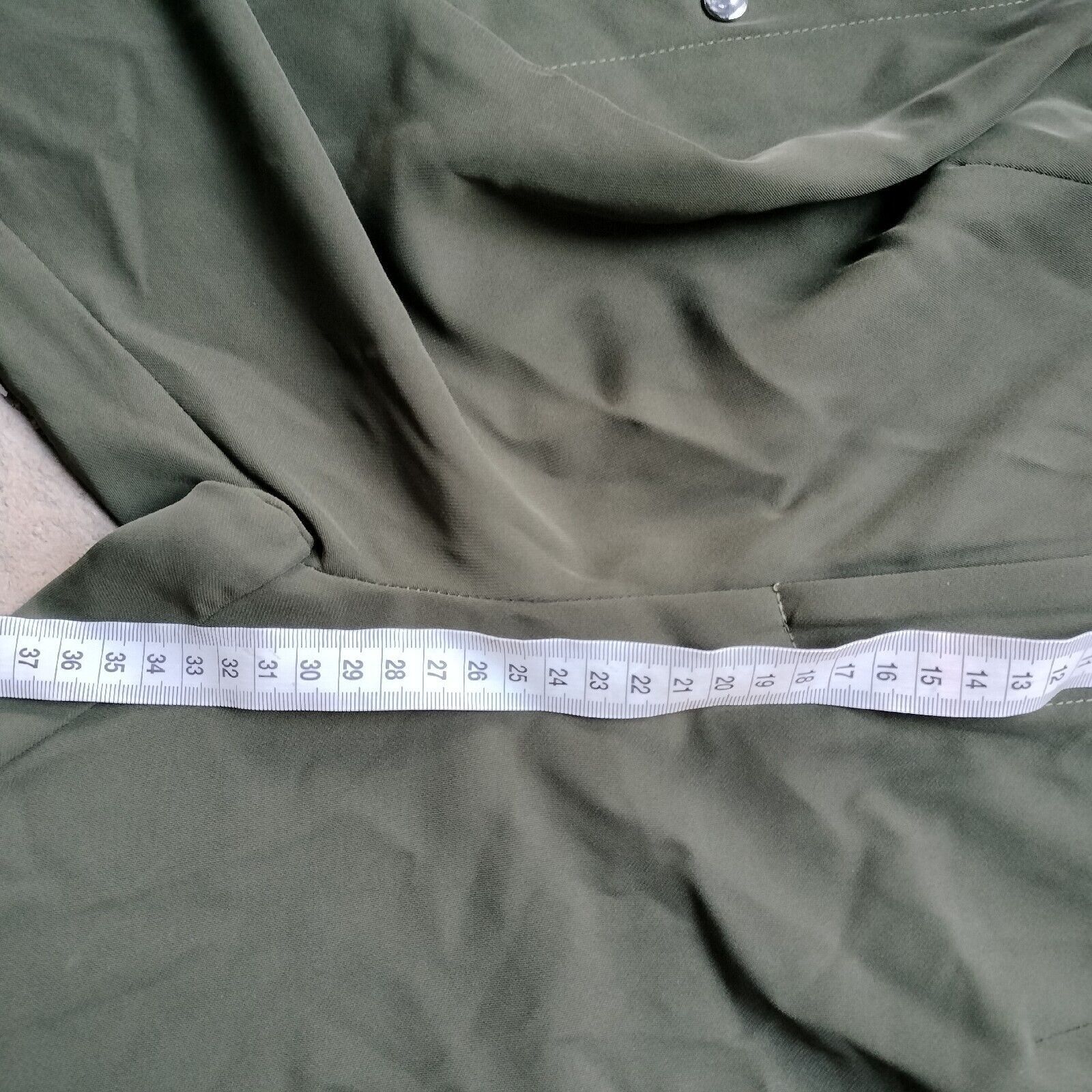 Designer Ava Pants Green Khaki High Waisted Straight Leg Snap Button Size 28" / US 6 / IT 42 - 8 Thumbnail