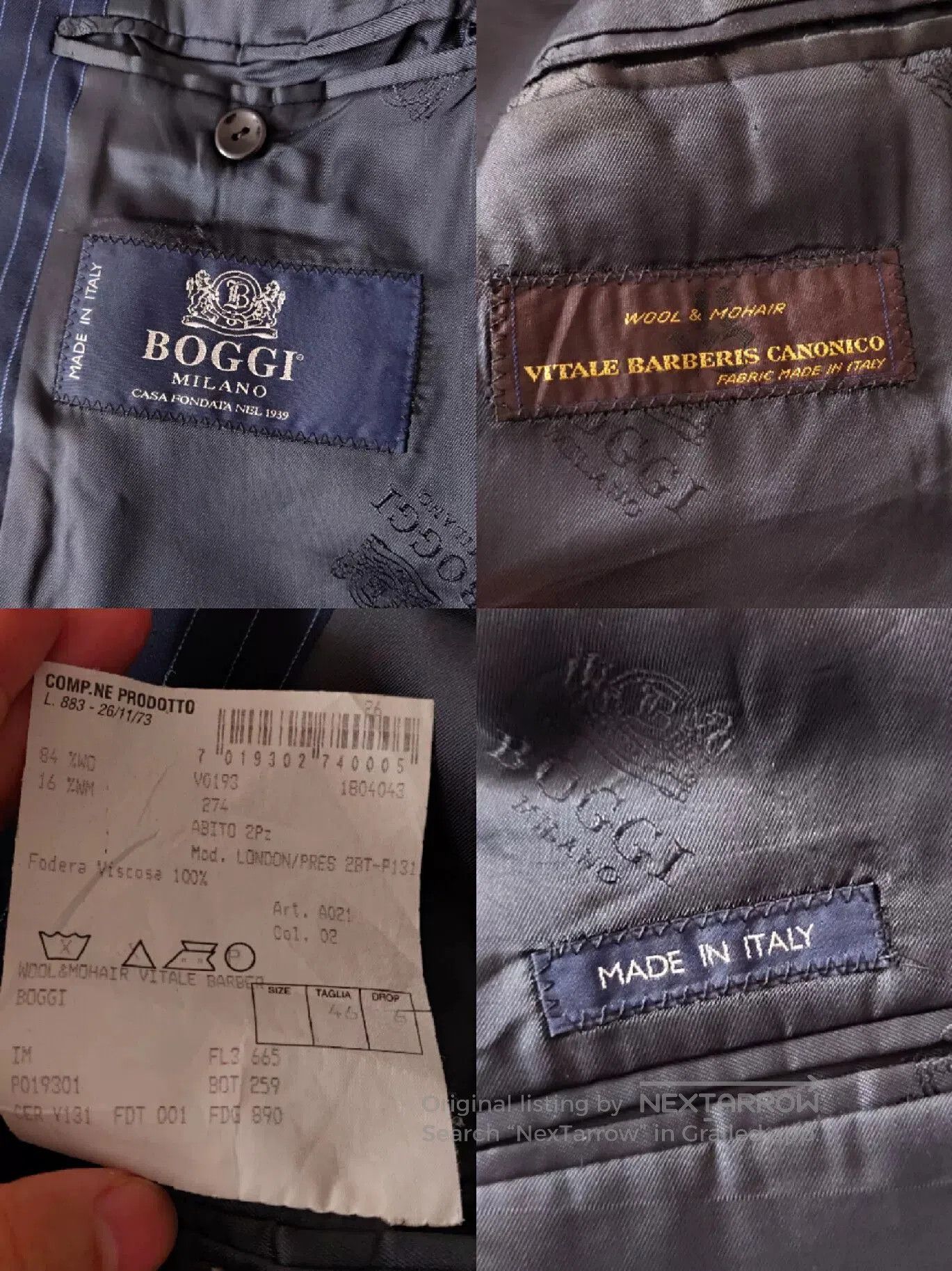 Boggi Italian Wool Blend Pinstripe Suit Jacket. Size US S / EU 44-46 / 1 - 9 Thumbnail