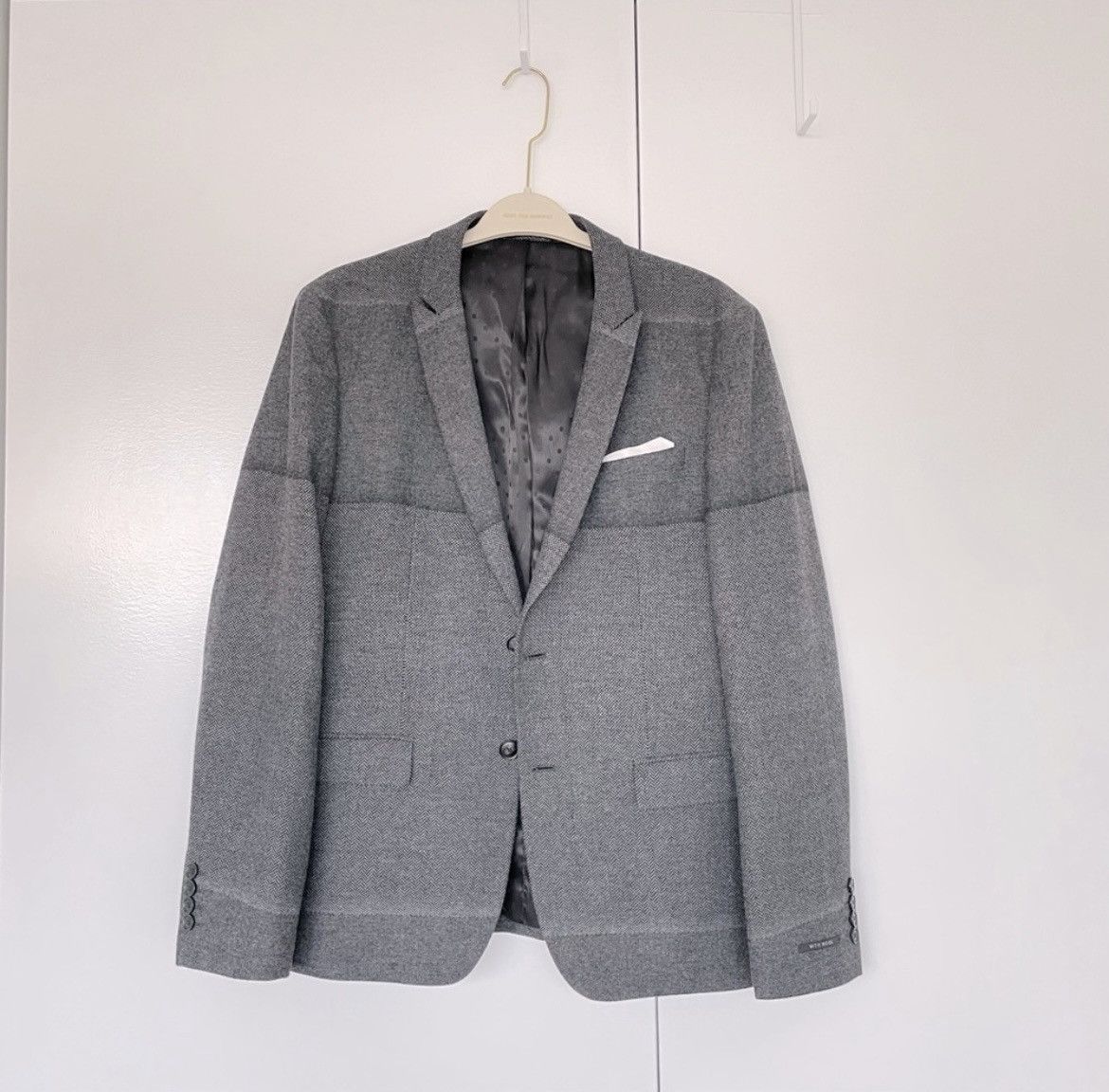 Selected Homme SELECTED Mens Gray Wool Blazer Size 46L - 1 Thumbnail