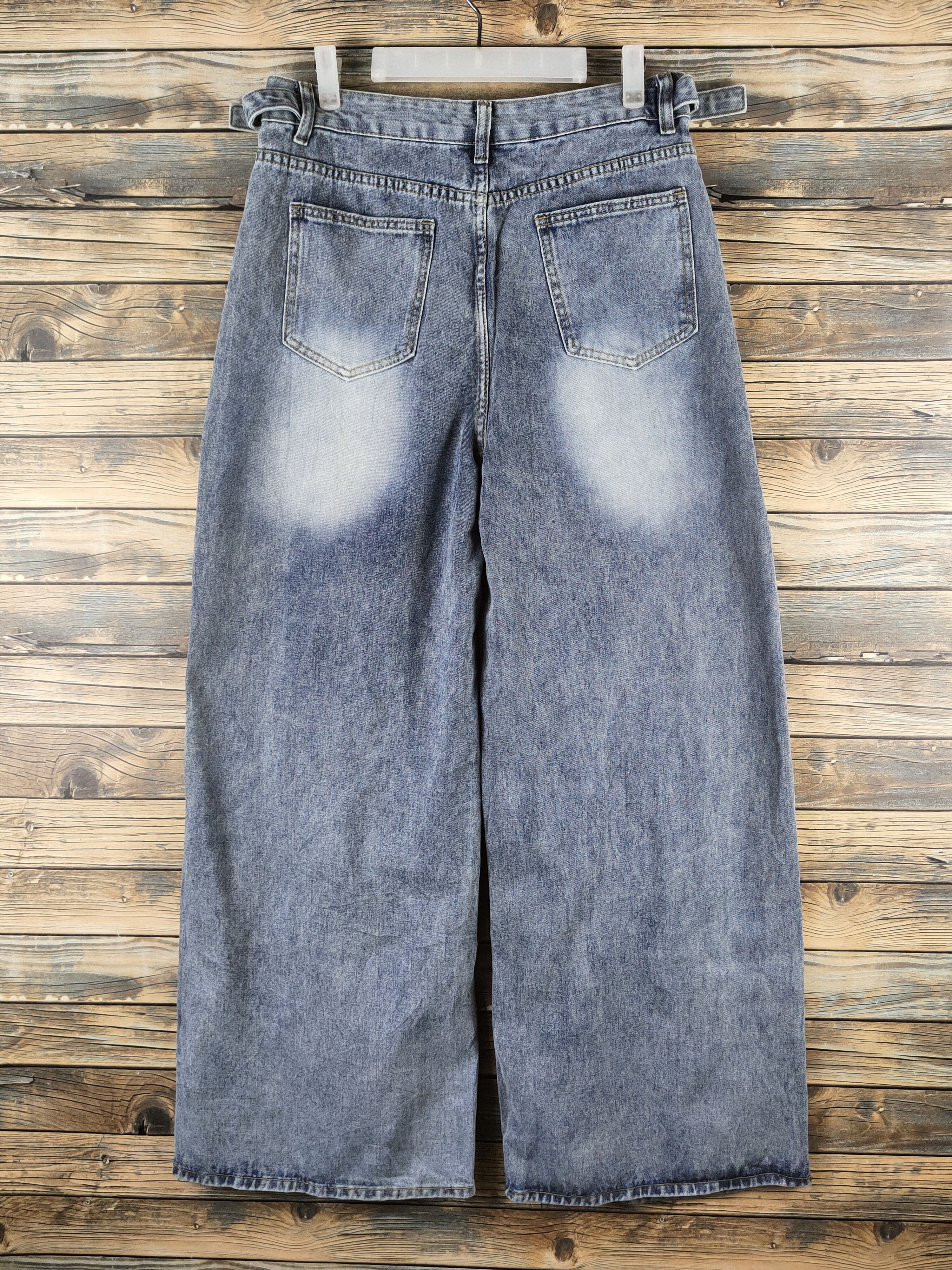 Japanese Brand D Japan Palazo Blue Distressed Ripped denim Jeans #S2912 Size 30" / US 8 / IT 44 - 7 Thumbnail