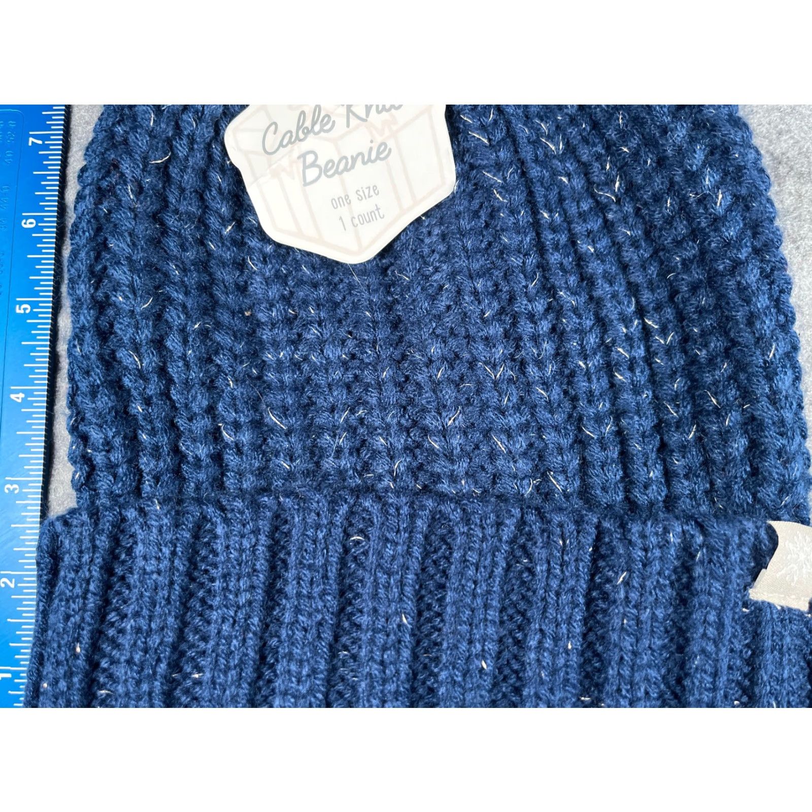 Vintage Unbranded Beanie Hat Women One Size Blue Cable Knit Toque Faux Fur Pom Acrylic Ski NEW Size ONE SIZE - 3 Thumbnail