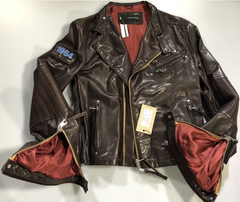 Dsquared2 Dsquared2 🇮🇹 Ovine Leather Accordion Edge Biker Jacket 54 NEW Size US L / EU 52-54 / 3 - 4 Thumbnail