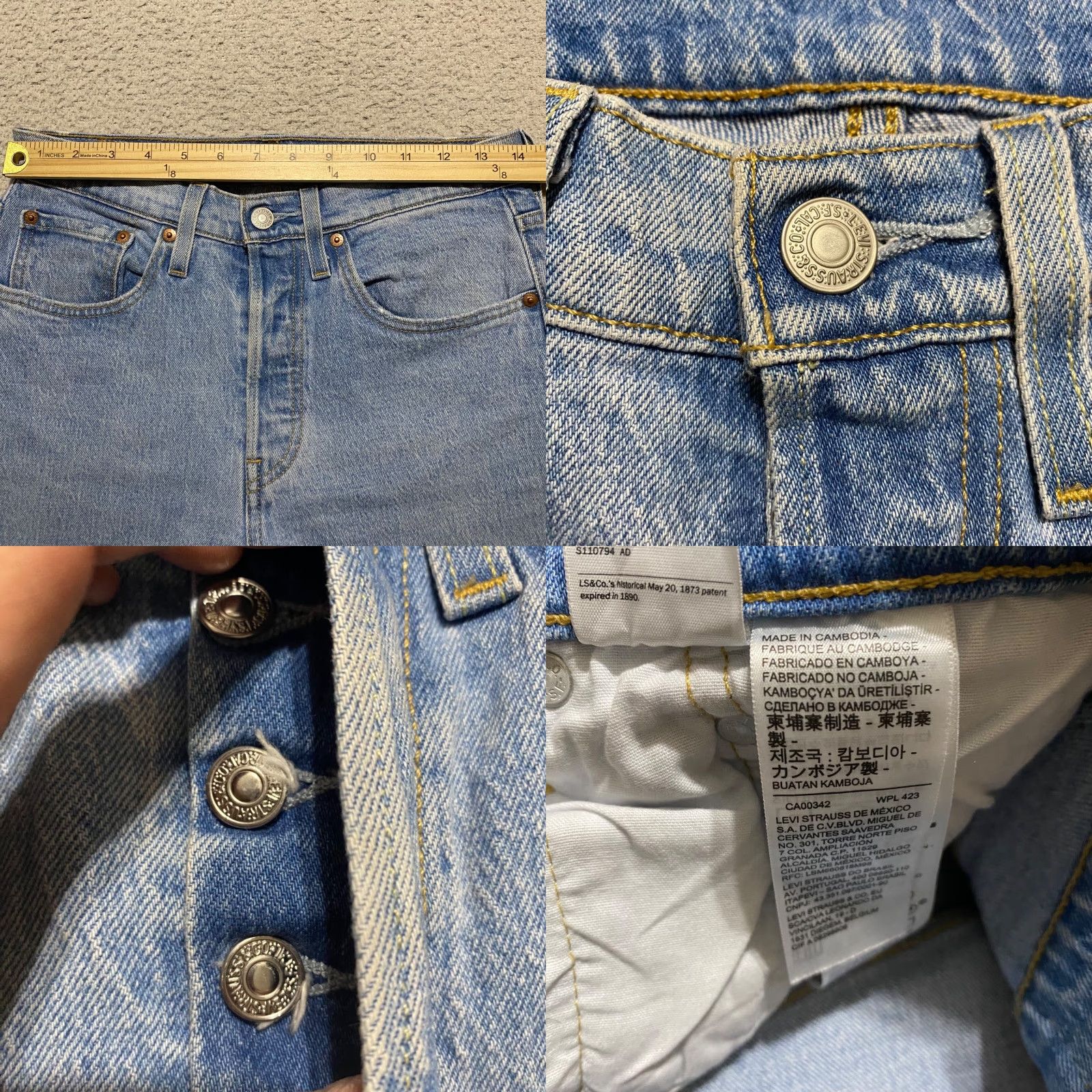 Levi's Levi's 501 Jeans Womens 27x28 Blue Denim High Rise Button Fly Straight Raw Hem Jeans (Vintage) Womens 501 Series 90s Theme Size 27" / US 4 / IT 40 - 8 Thumbnail