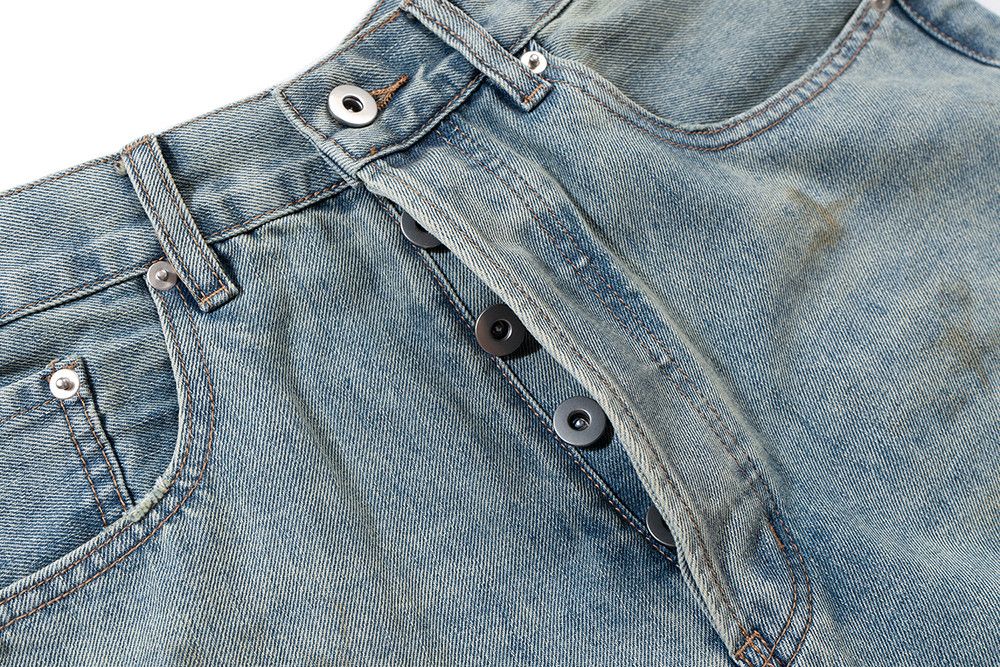 Japanese Brand × Jean Ripped Hole Washed Blue Mud Dyed Baggy Size US 31 - 5 Thumbnail