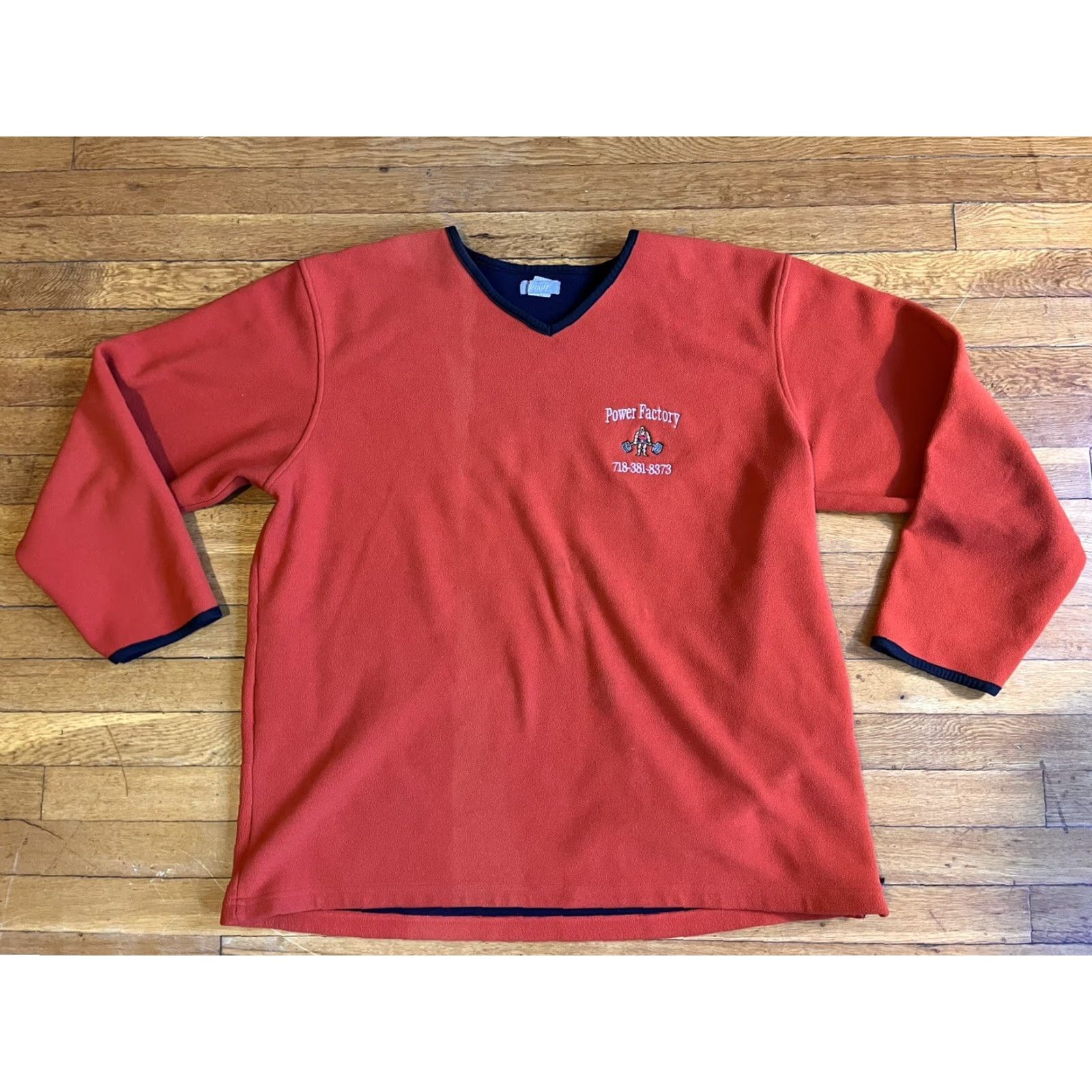 Vintage VINTAGE Utility Power Factory Gym Sweatshirt Mens XL Orange Fleece Pullover City NY Queens 80s 90s Embroidered Logo Size US XL / EU 56 / 4 - 2 Thumbnail