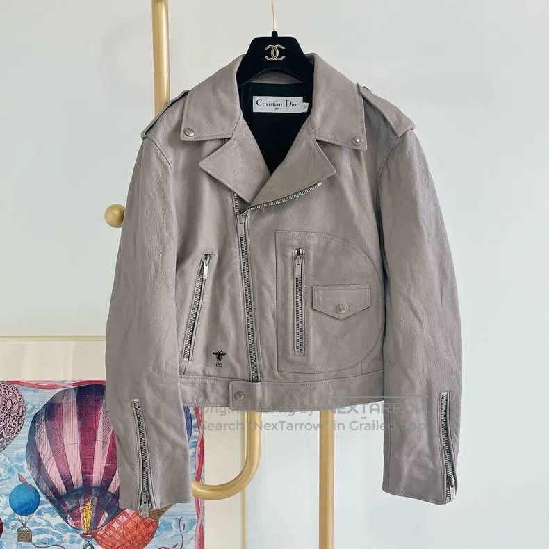 Dior Dior Long-sleeved leather jacket with lapel zipper Size XS / US 0-2 / IT 36-38 - 1 Thumbnail