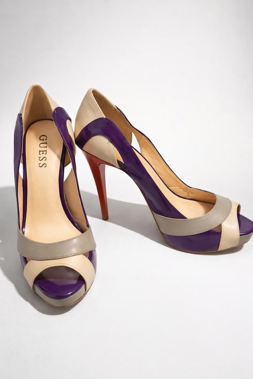 Guess Guess Women's Purple and Beige High Heel Peep Toe Pumps Sz 6 Size US 6 / IT 36 - 1 Thumbnail