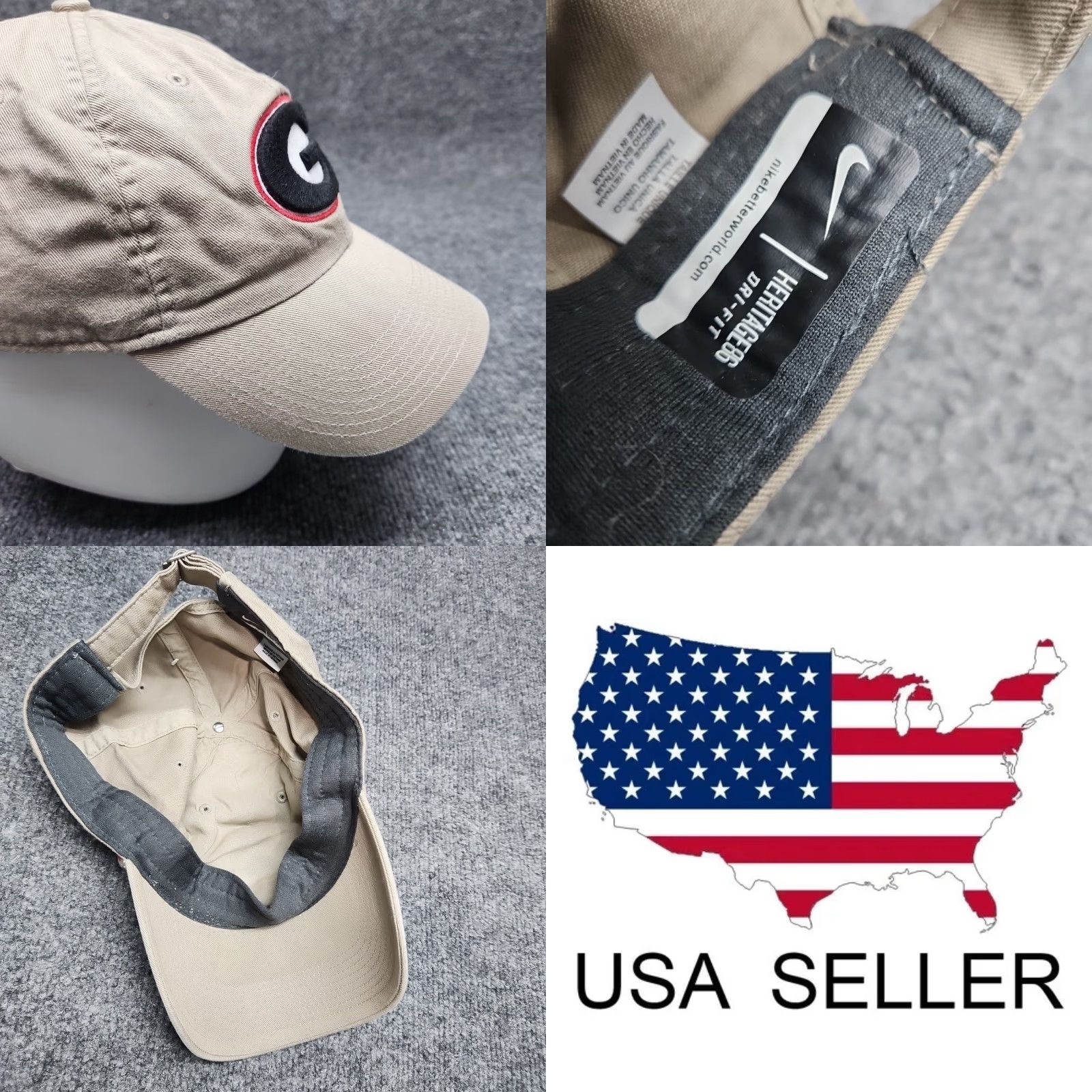 Nike Nike Georgia Bulldogs Hat Dri-Fit Tan Baseball Cap Adjustable College Mens One Size Beige Canvas Cotton Sports Cap Size ONE SIZE - 8 Thumbnail