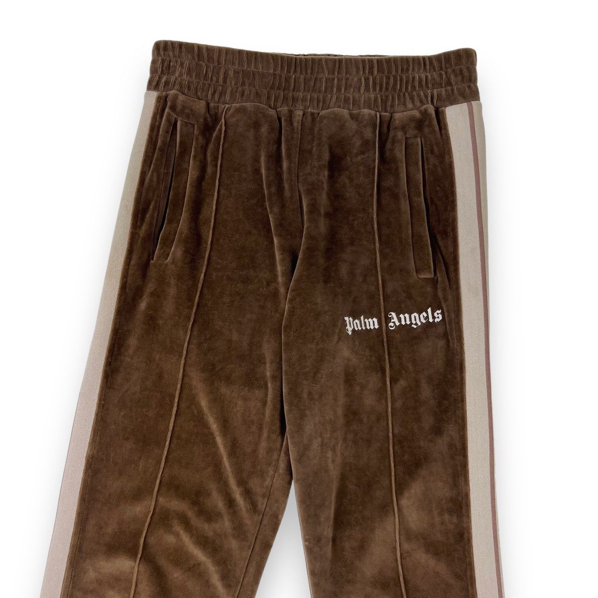 image of Palm Angels Dark Brown Velour Sweatpants, Men's (Size 30)