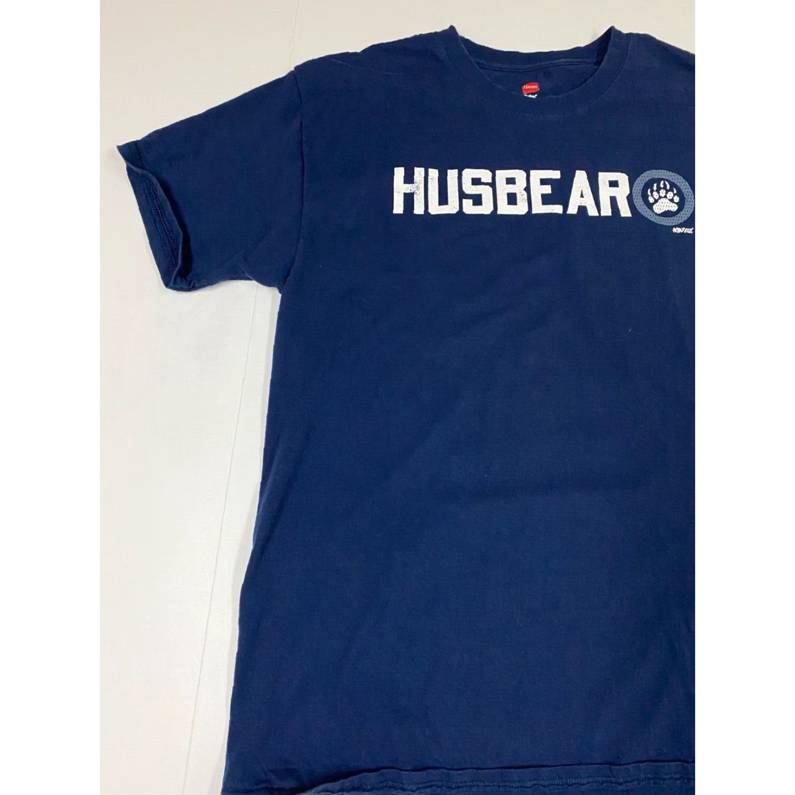 Hanes Hanes Husbear Mens T-Shirt Crew Neck Short Sleeve Blue Cotton Spandex Logo Regular L(#) Adult Men Size US L / EU 52-54 / 3 - 3 Thumbnail