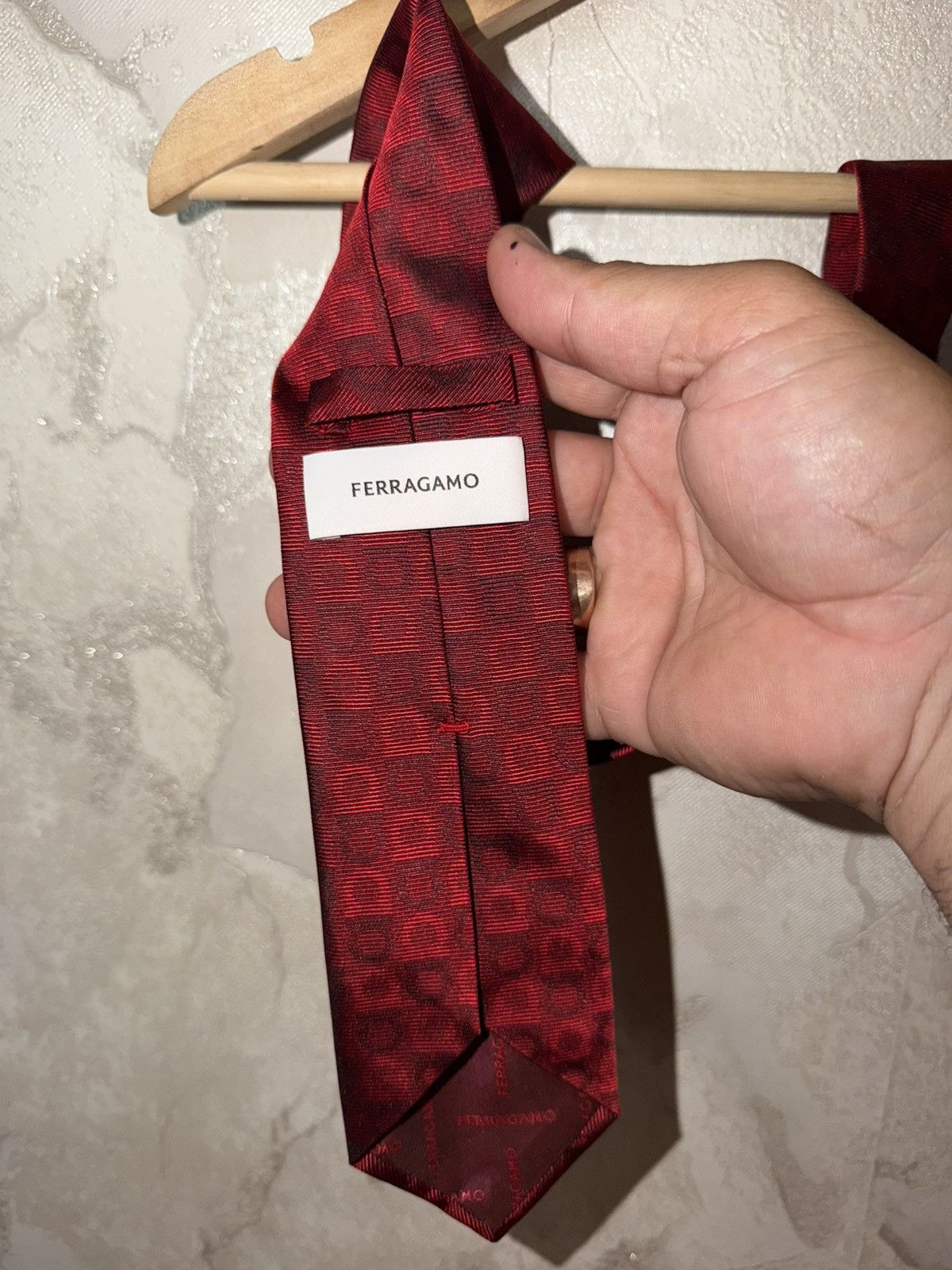 Salvatore Ferragamo salvatore ferragamo Gancini Print Jacquard Men Silk Skinny Size ONE SIZE - 5 Thumbnail
