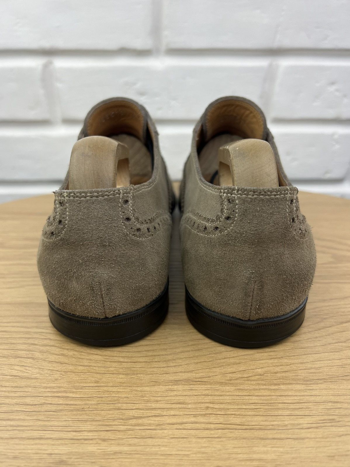 Gucci GUCCI Oxfords Suede Shoes Wingtip Lace Up Metal Logo Beige Size US 9.5 / EU 42-43 - 11 Thumbnail
