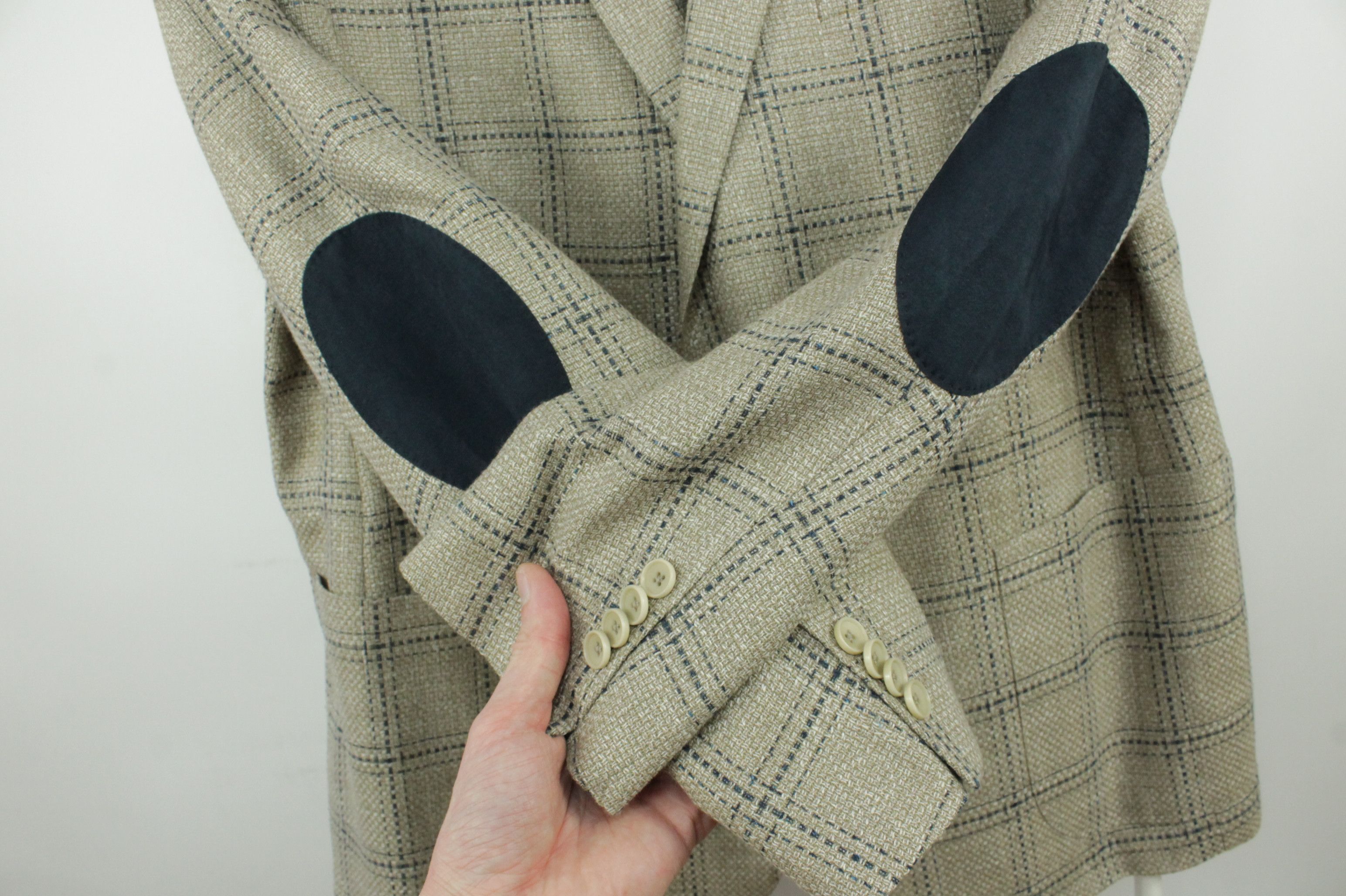 Other Eduard Dressler Knitted Wool Linen Checked Sport Coat Men's Size US L / EU 52-54 / 3 - 4 Thumbnail